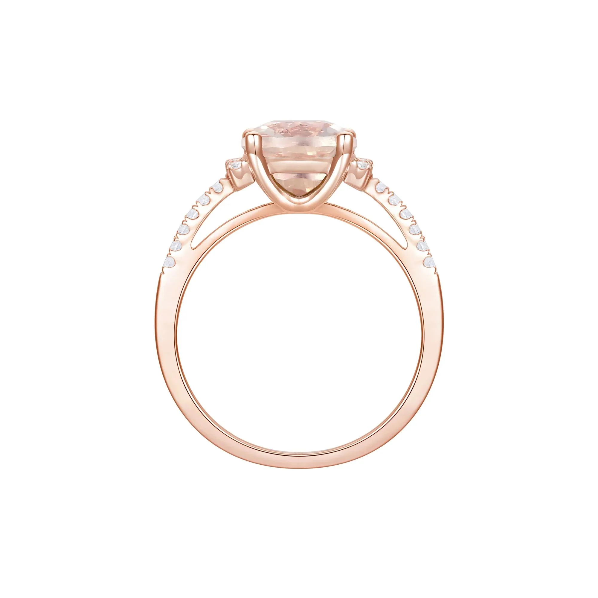 1/7 CT. Tw. Cushion-Cut Morganite and Diamond Ring 10K Rose Gold Round Brilliant Cut Size 6 1mm - Image 2