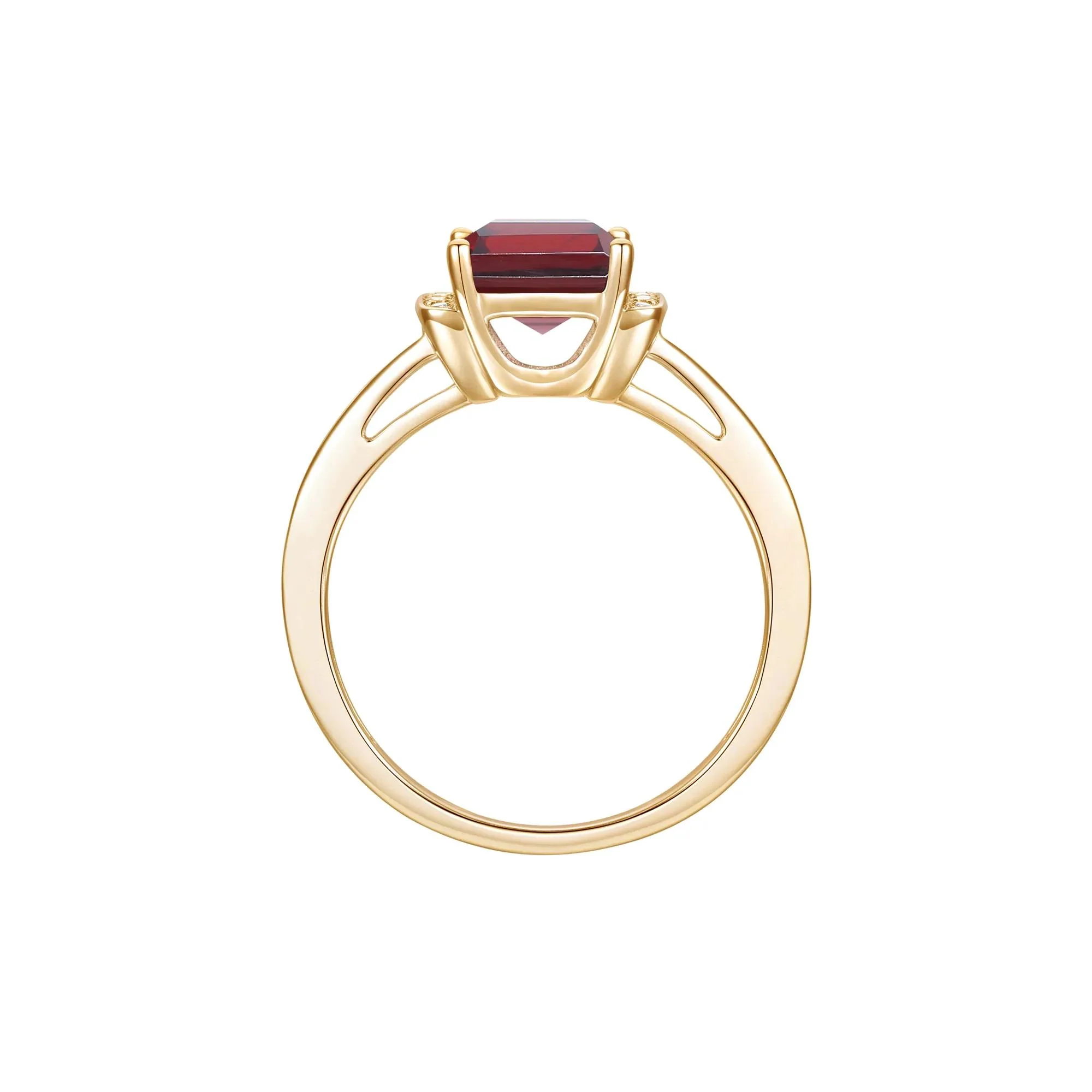 Garnet and Diamond Accent Ring 10K Yellow Gold Size 6 1mm - Image 2