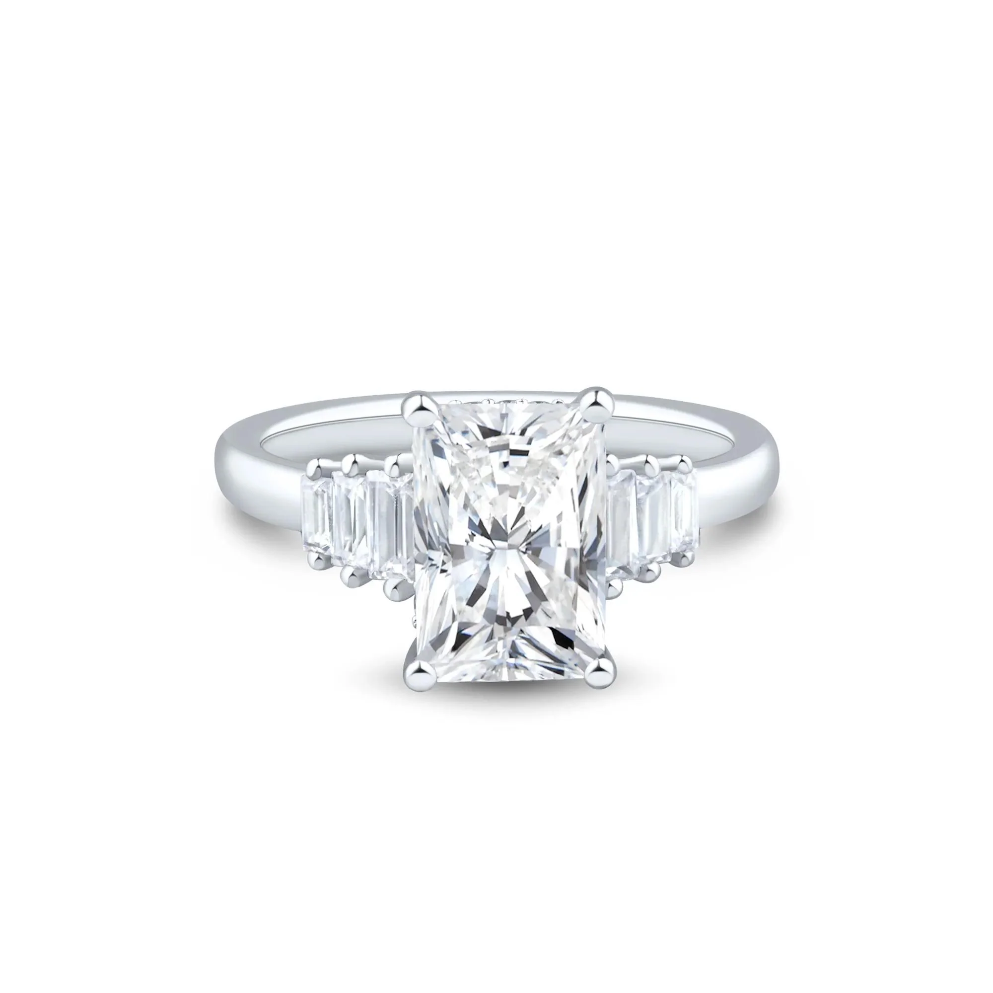 3 1/2 CT. Tw. Lab Grown Radiant-Cut Diamond Engagement Ring 14K White Gold Size 8 1.5mm - Image 3