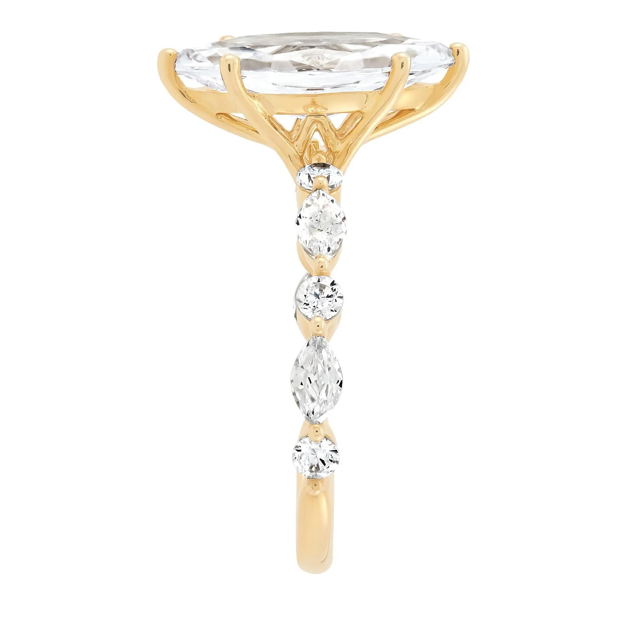 3 1/8 CT. Tw. Lab Grown Marquise Diamond Engagement Ring 14K Yellow Gold Size 6.5 1.5mm - Image 2