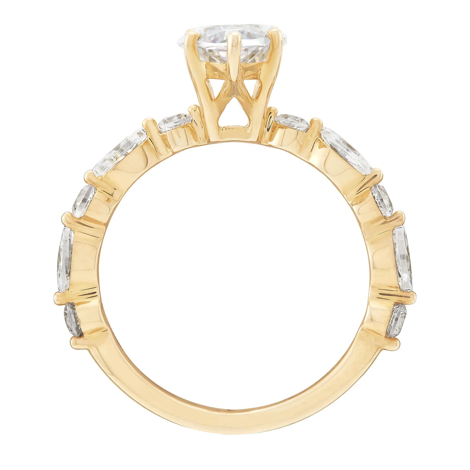 3 1/8 CT. Tw. Lab Grown Marquise Diamond Engagement Ring 14K Yellow Gold Size 7.5 1.5mm - Image 3