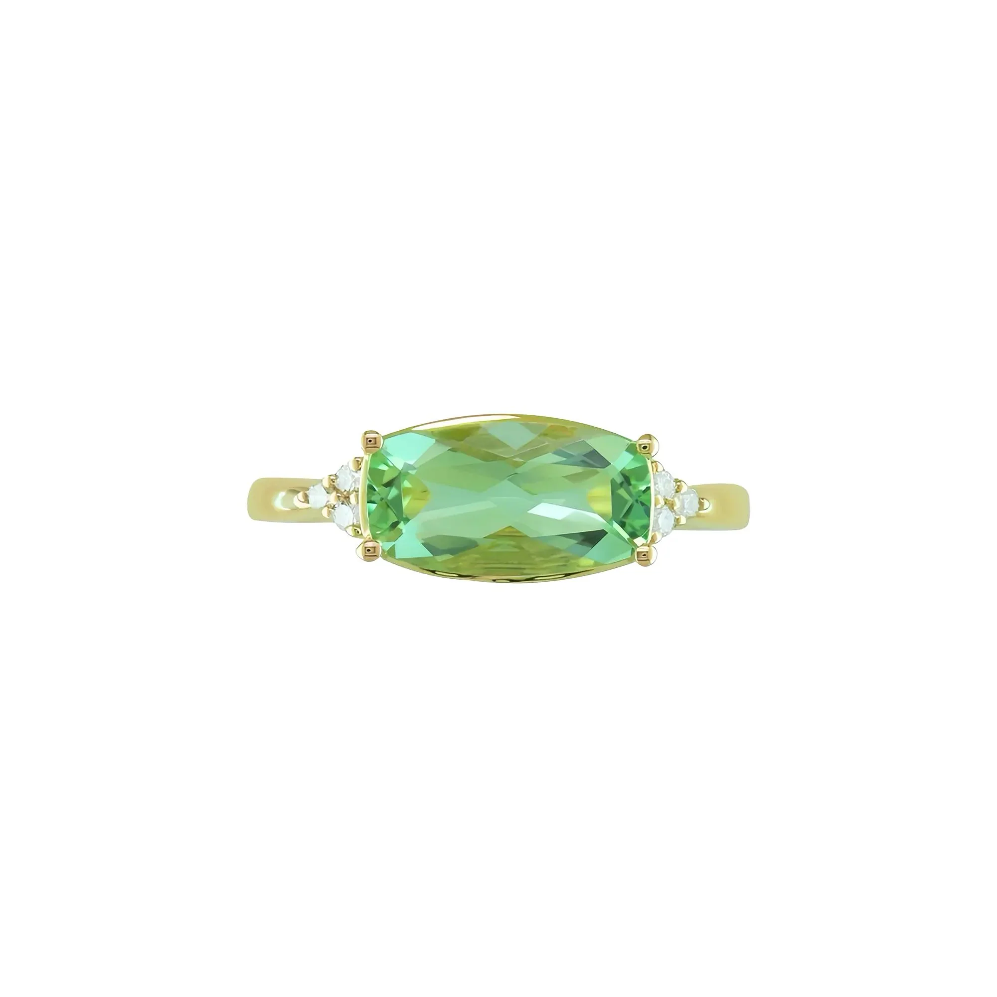 Green Amethyst and Diamond Accent Ring 10K Yellow Gold Size 5 1mm - Image 2