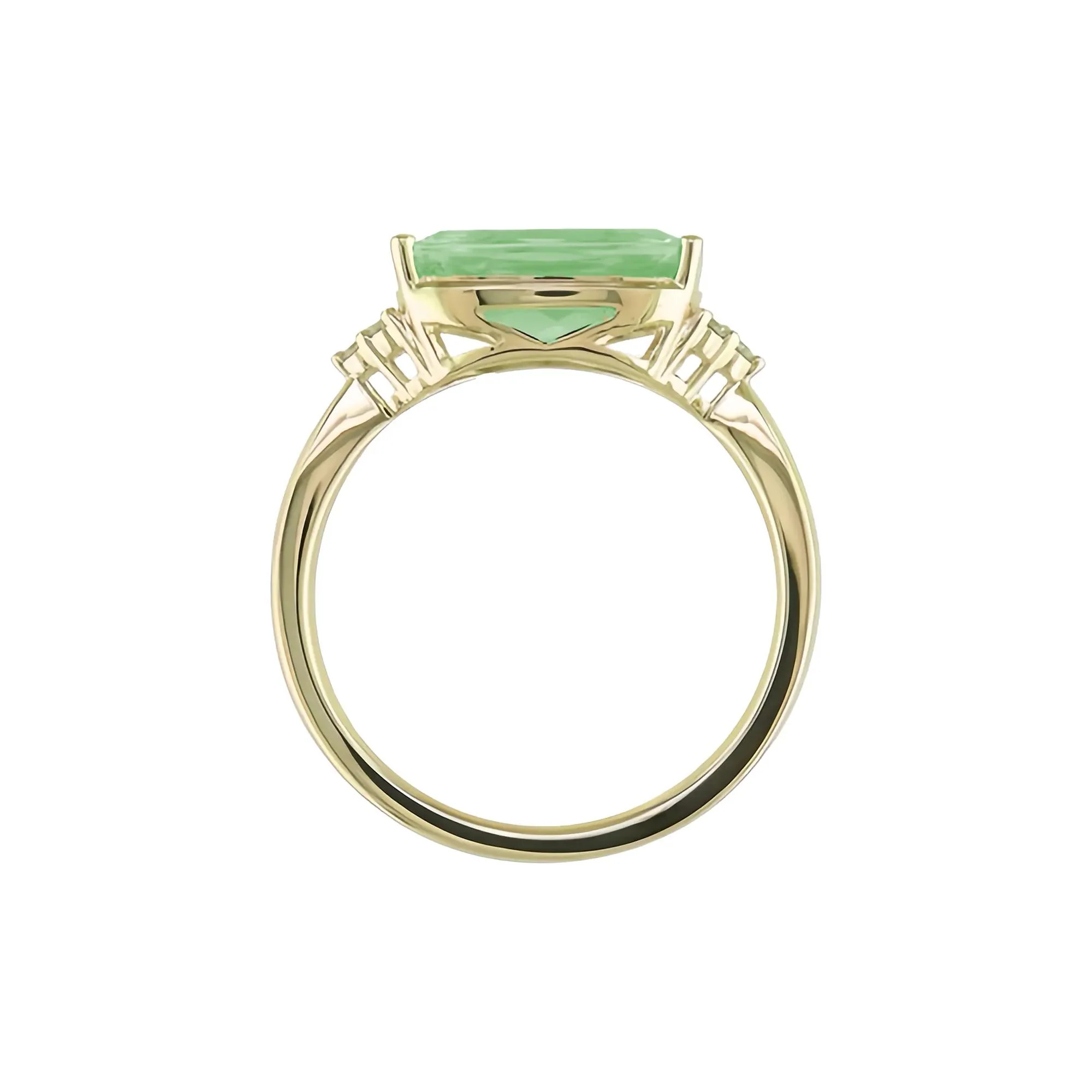 Green Amethyst and Diamond Accent Ring 10K Yellow Gold Size 8 1mm - Image 3
