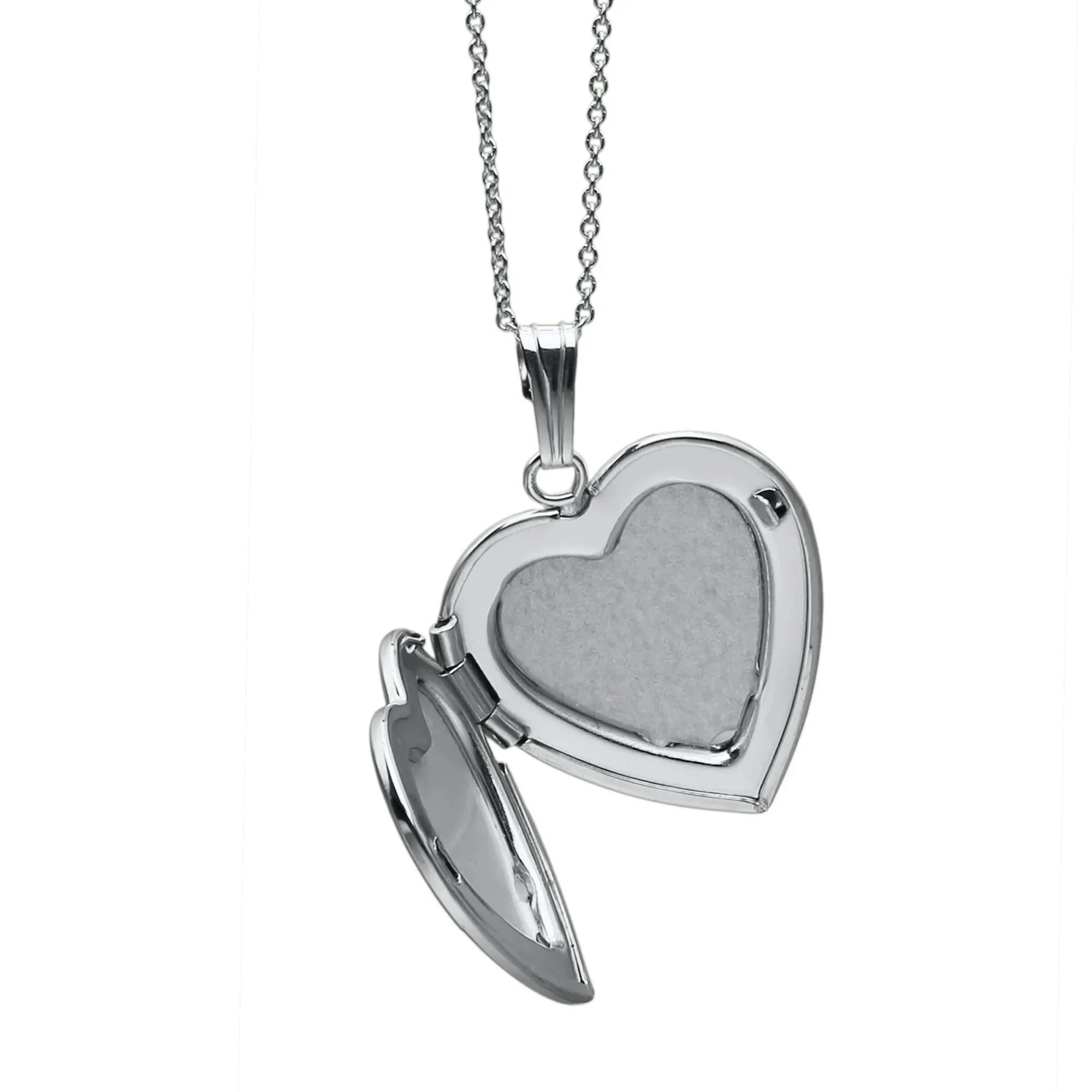 Heart Locket Necklace .925 Sterling Silver Size 18" - Image 3