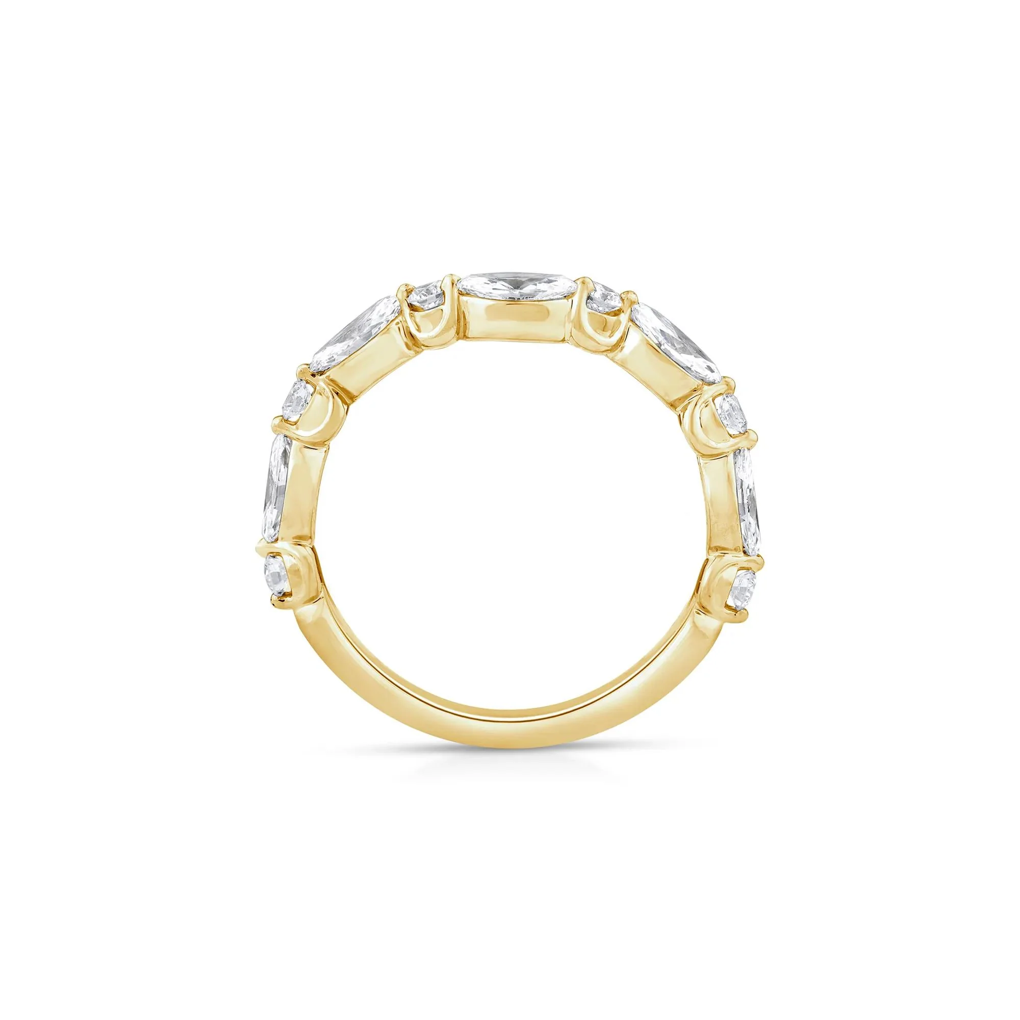 1 CT. Tw. Lab Grown Diamond Contour Band Ring 14K Yellow Gold Round Brilliant Cut Size 8