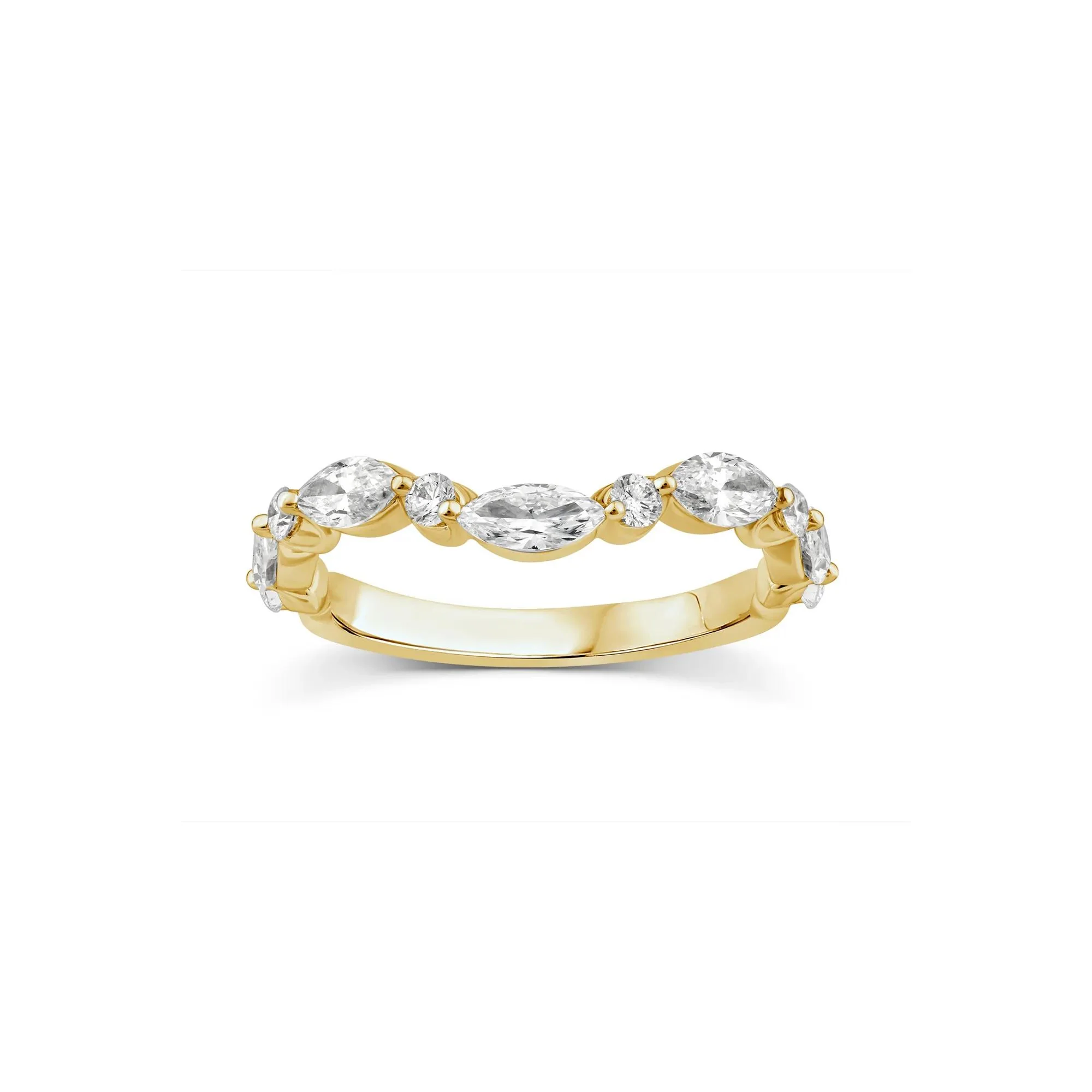 1 CT. Tw. Lab Grown Diamond Contour Band Ring 14K Yellow Gold Round Brilliant Cut Size 9 - Image 3
