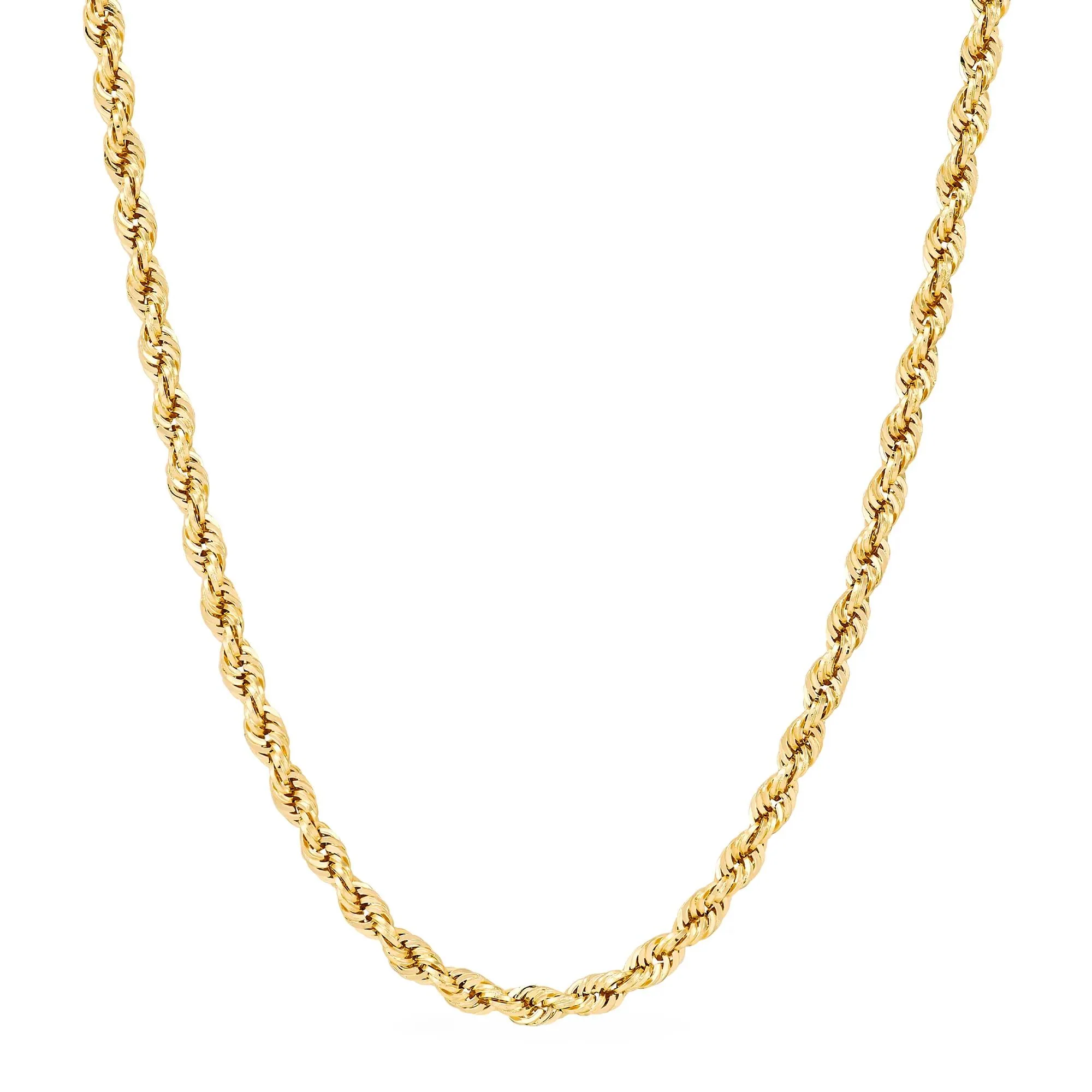 Solid Rope Chain 14K Yellow Gold Necklace Size 18"