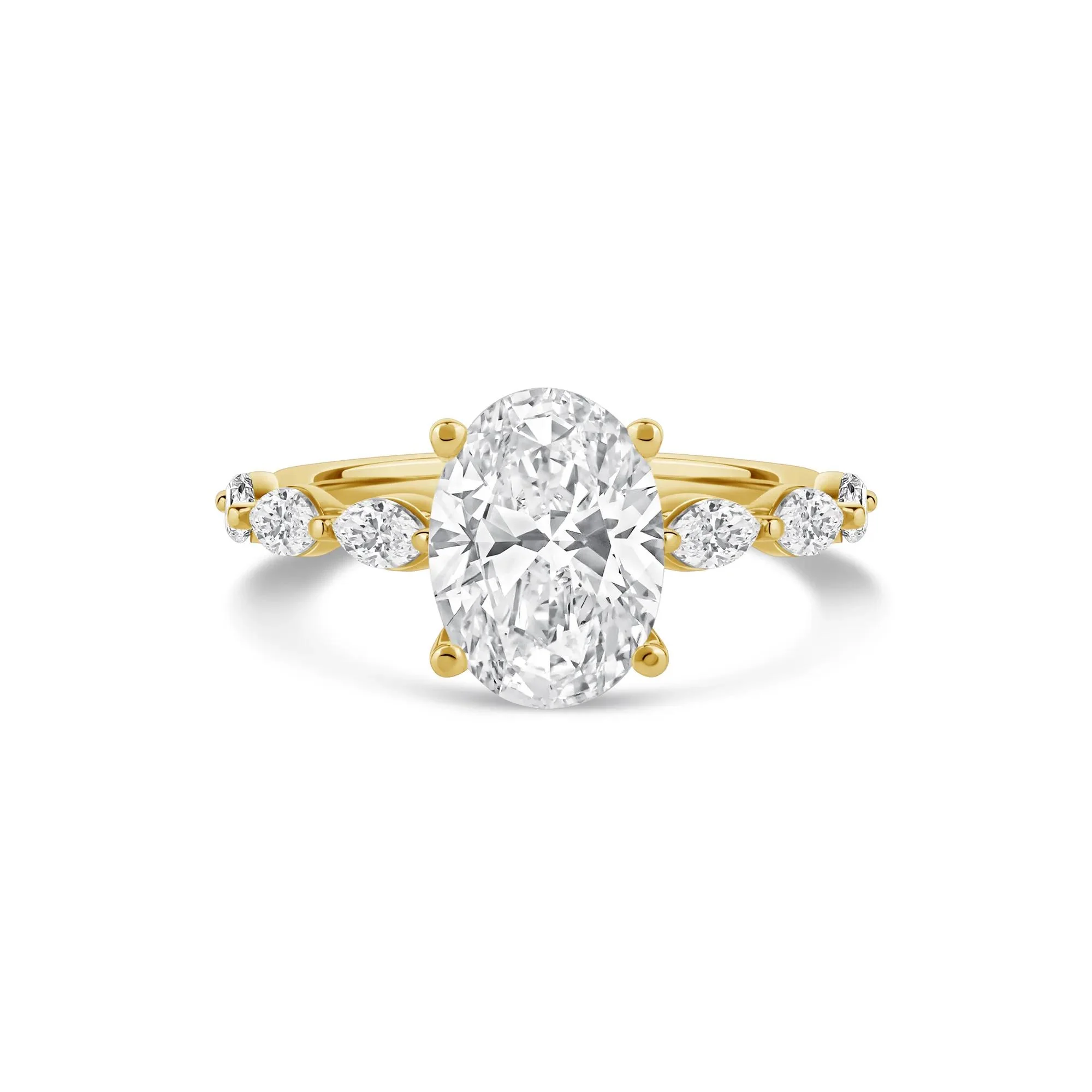3/4 CT. Tw. Lab Grown Oval Diamond Engagement Ring 14K Yellow Gold Size 6.5 2mm