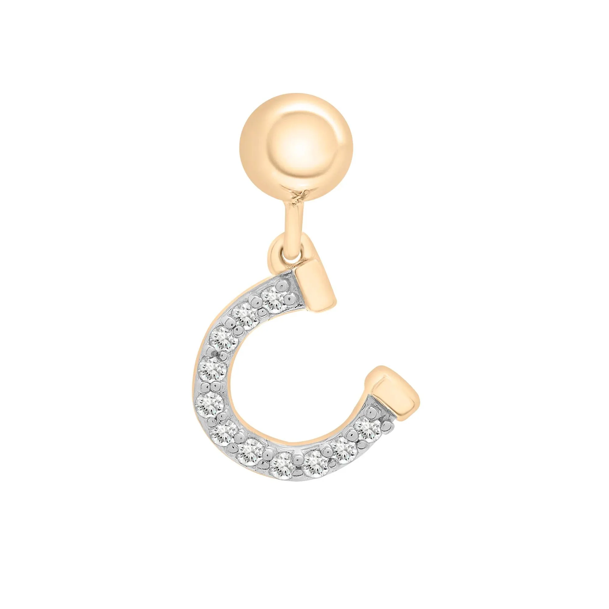 Diamond Accent Horseshoe Bead Charm Vermeil Yellow Size 14.50mm - Image 5