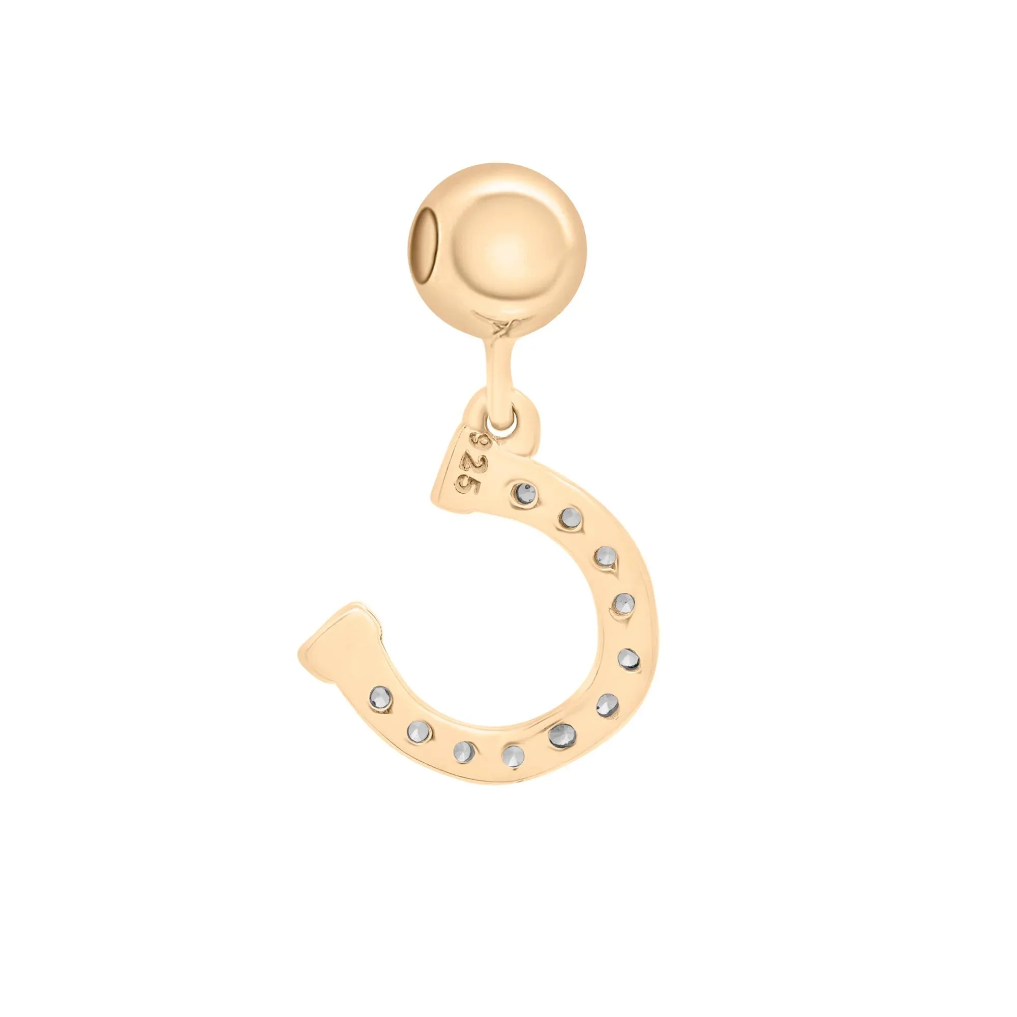 Diamond Accent Horseshoe Bead Charm Vermeil Yellow Size 14.50mm - Image 7