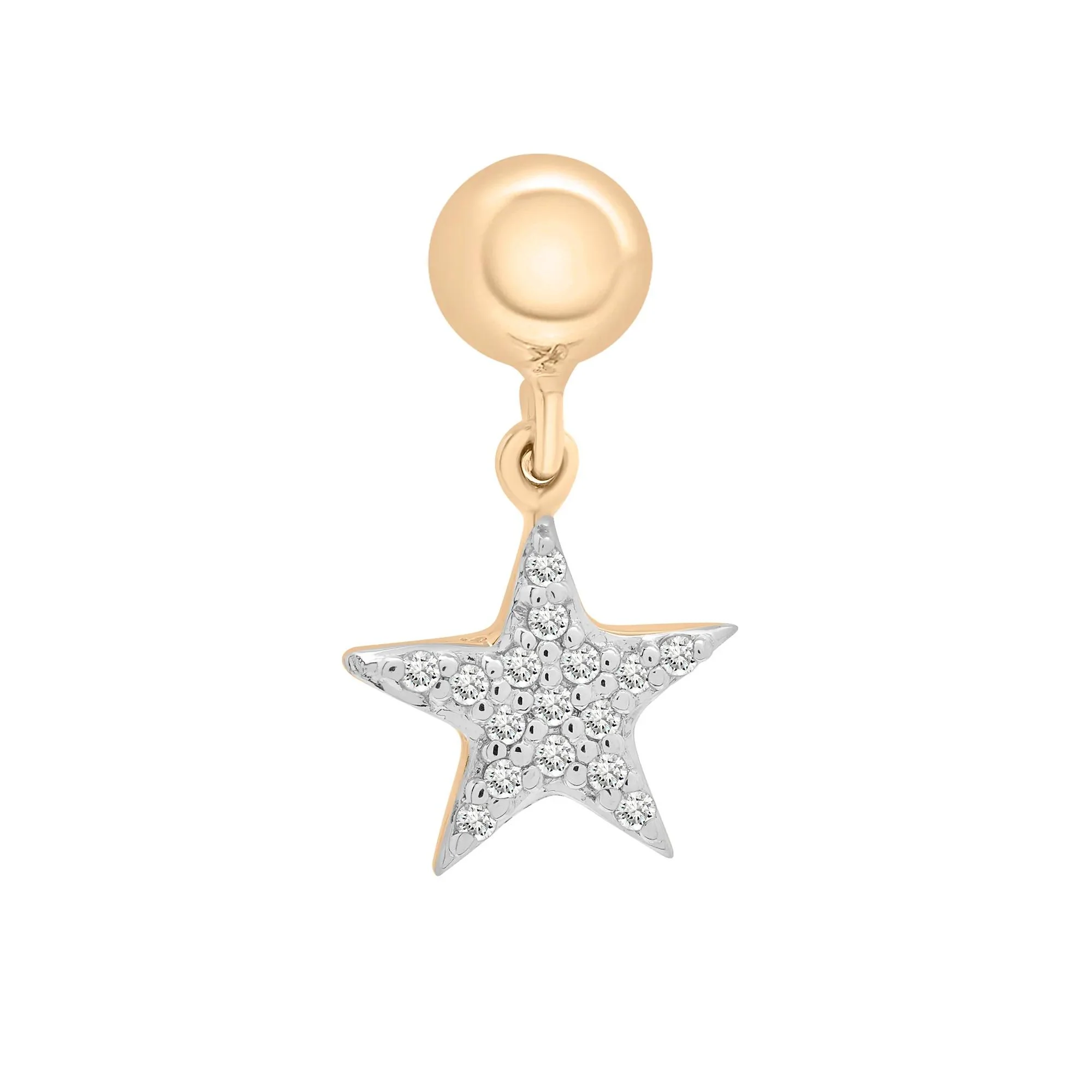 Diamond Accent Star Bead Charm Vermeil Yellow Size 13.00mm - Image 5