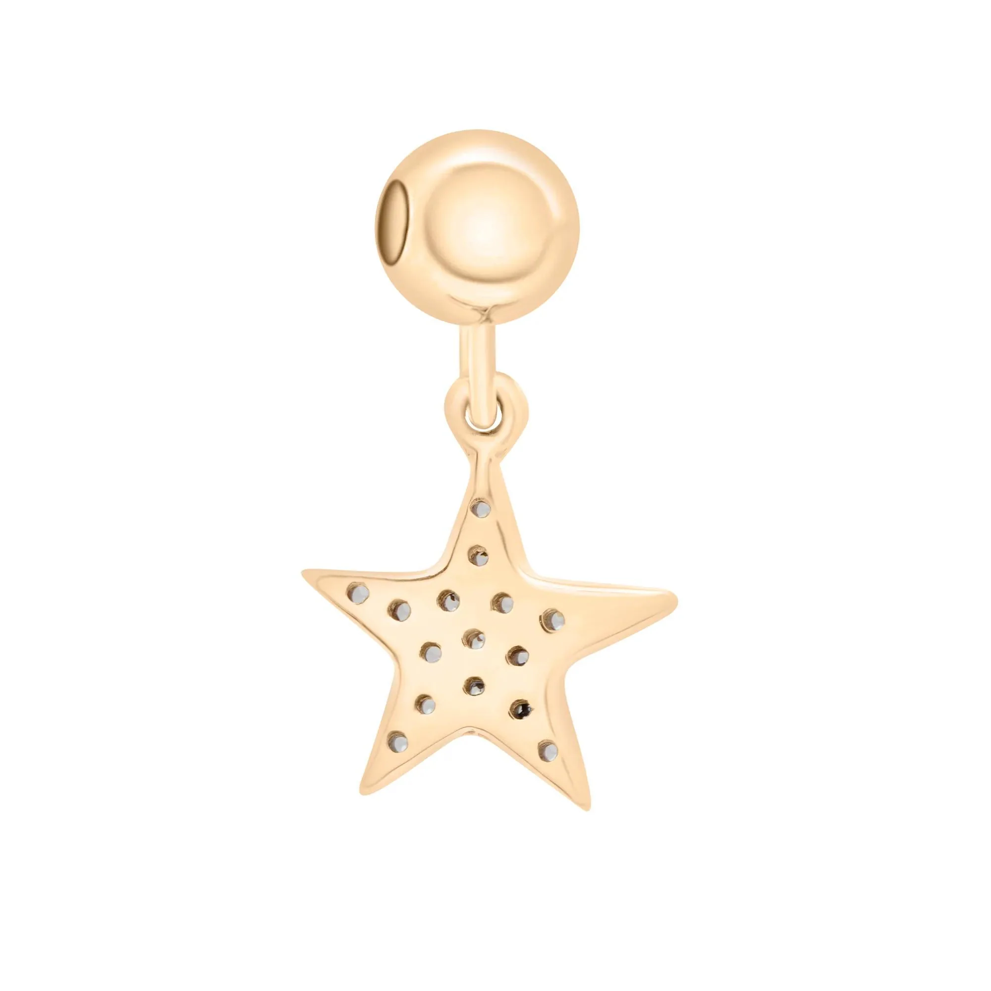 Diamond Accent Star Bead Charm Vermeil Yellow Size 13.00mm - Image 7