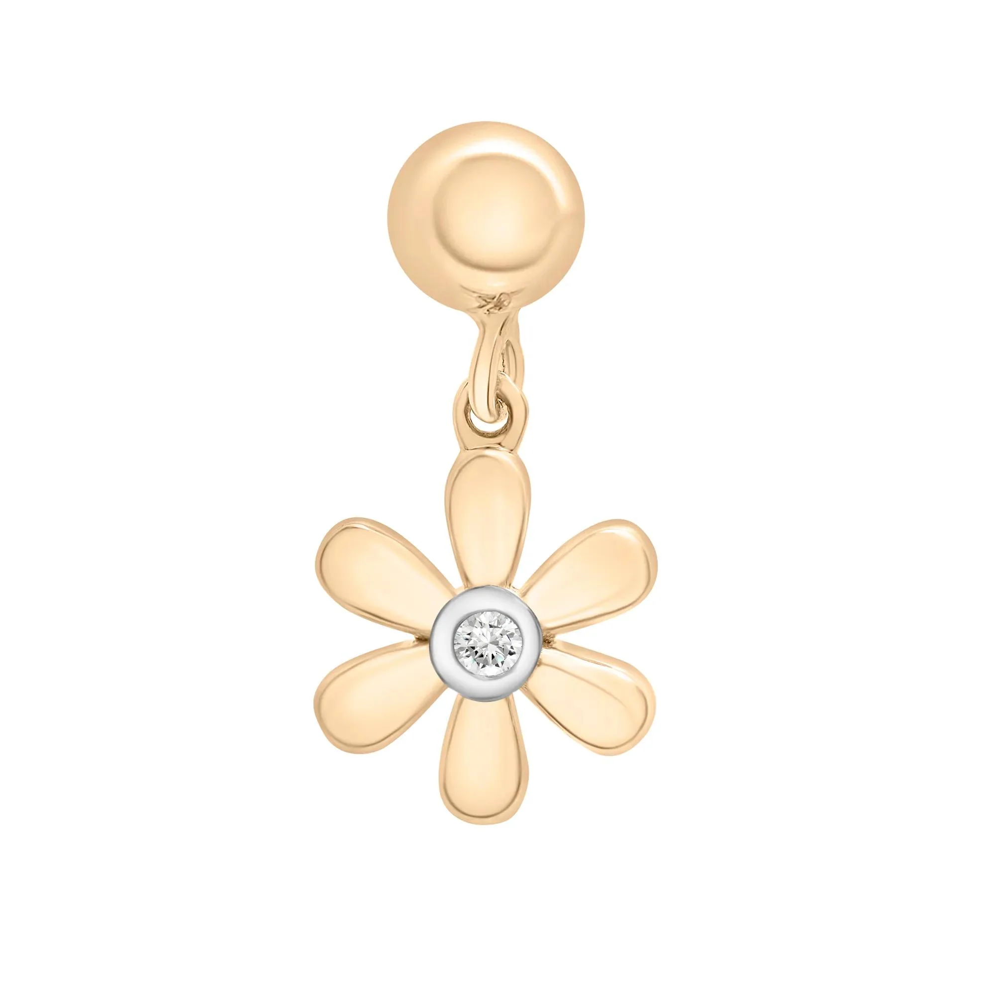 Diamond Accent Flower Bead Charm Vermeil Yellow Size 14.50mm - Image 5