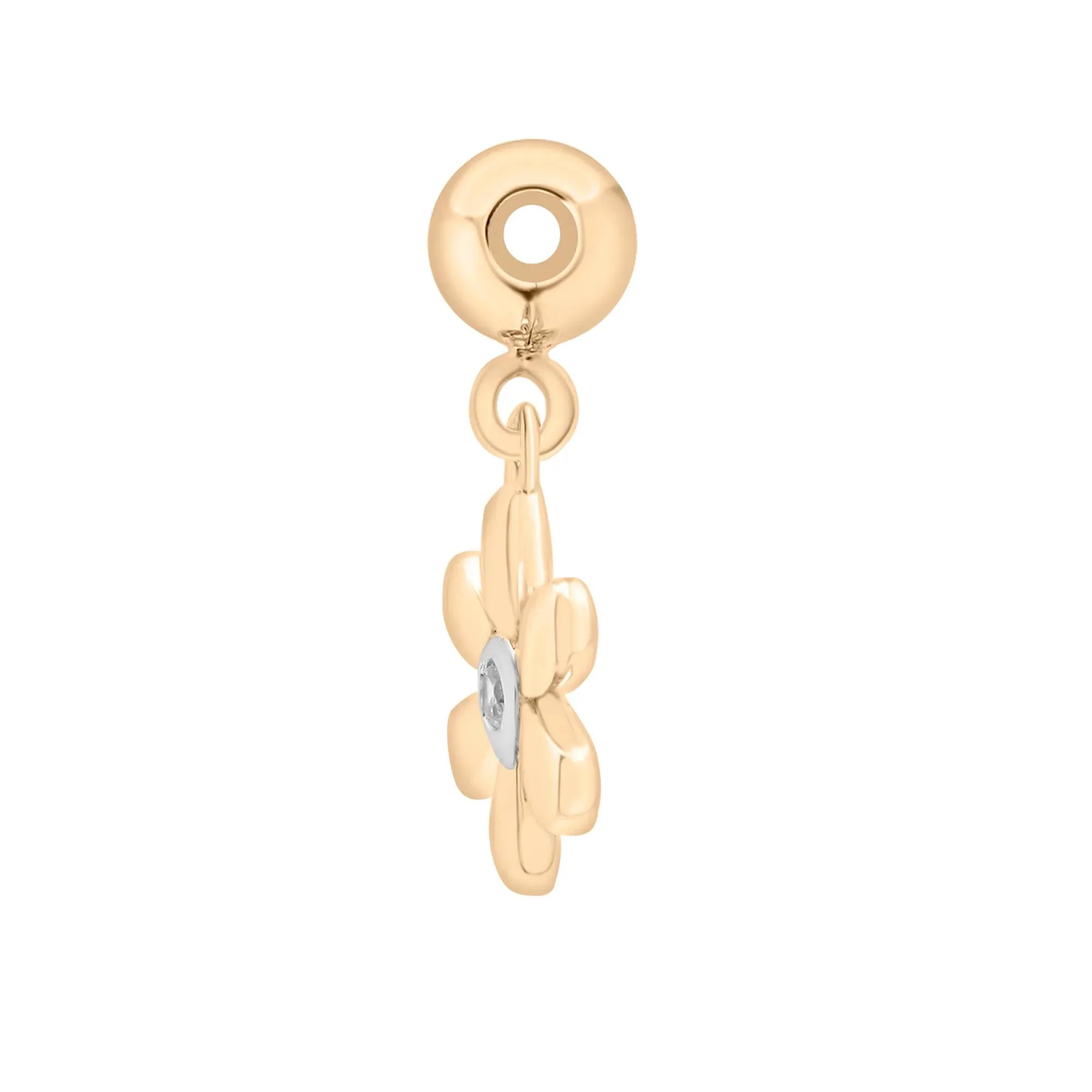 Diamond Accent Flower Bead Charm Vermeil Yellow Size 14.50mm - Image 6