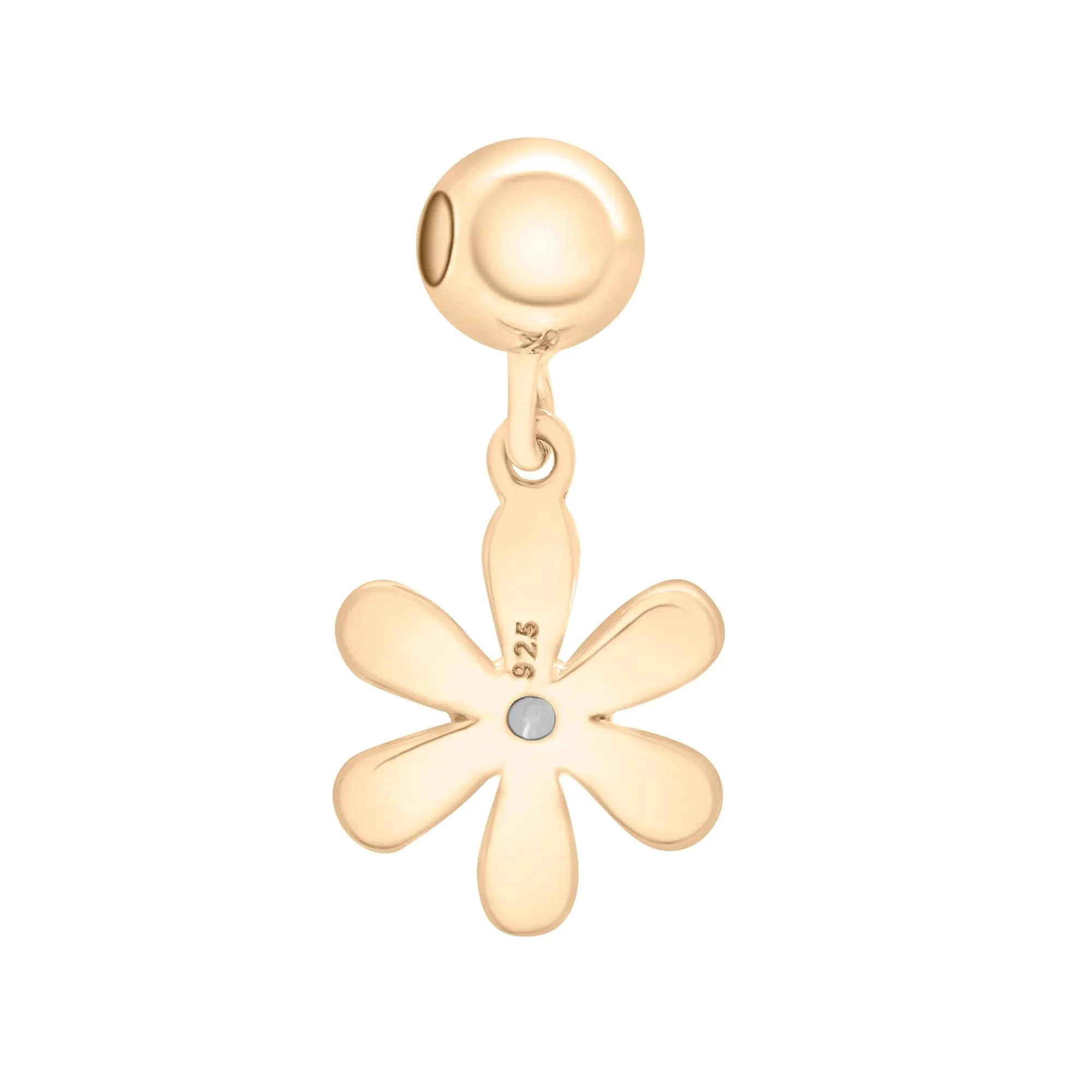 Diamond Accent Flower Bead Charm Vermeil Yellow Size 14.50mm - Image 7