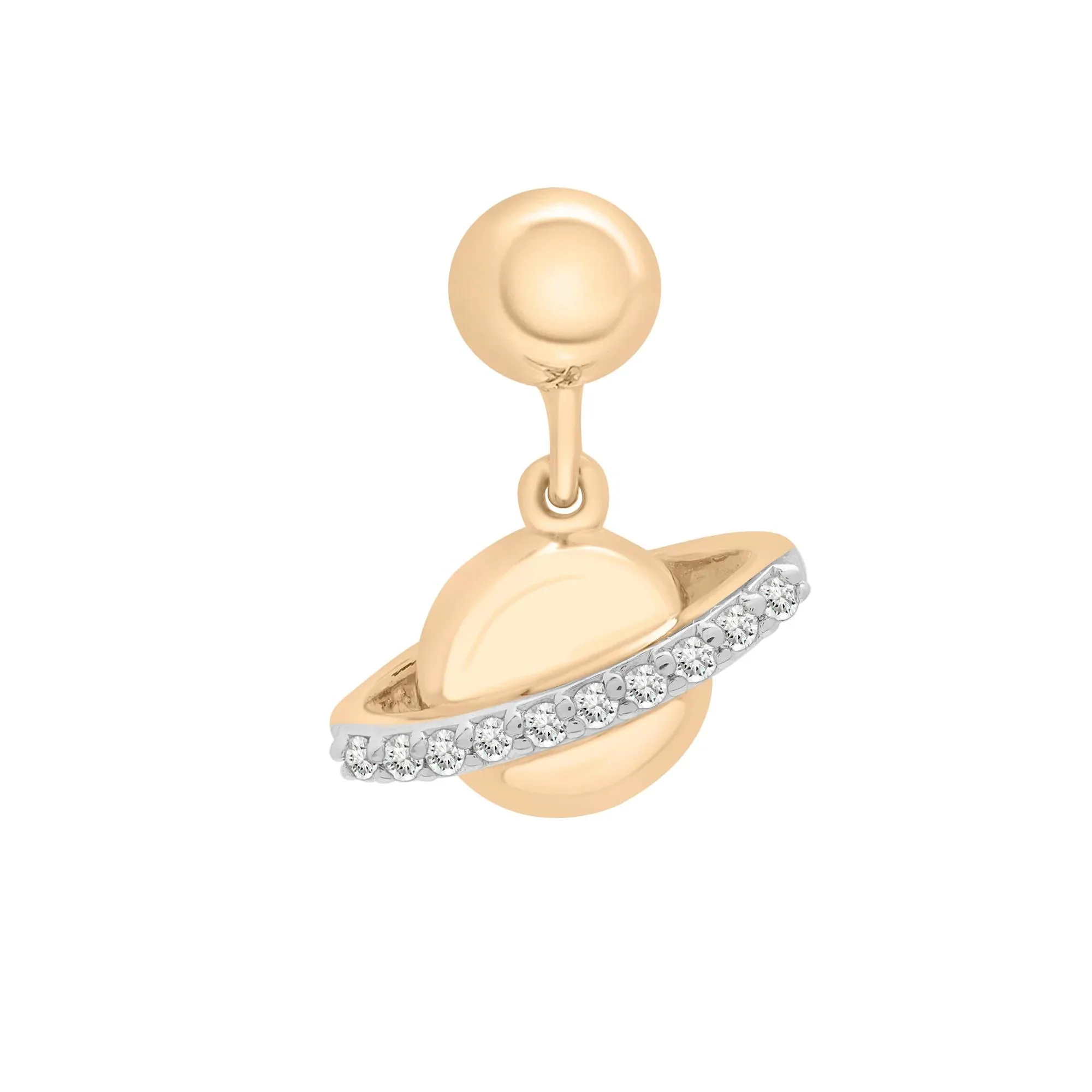 Diamond Accent Saturn Bead Charm Vermeil Yellow Size 12.00mm - Image 5