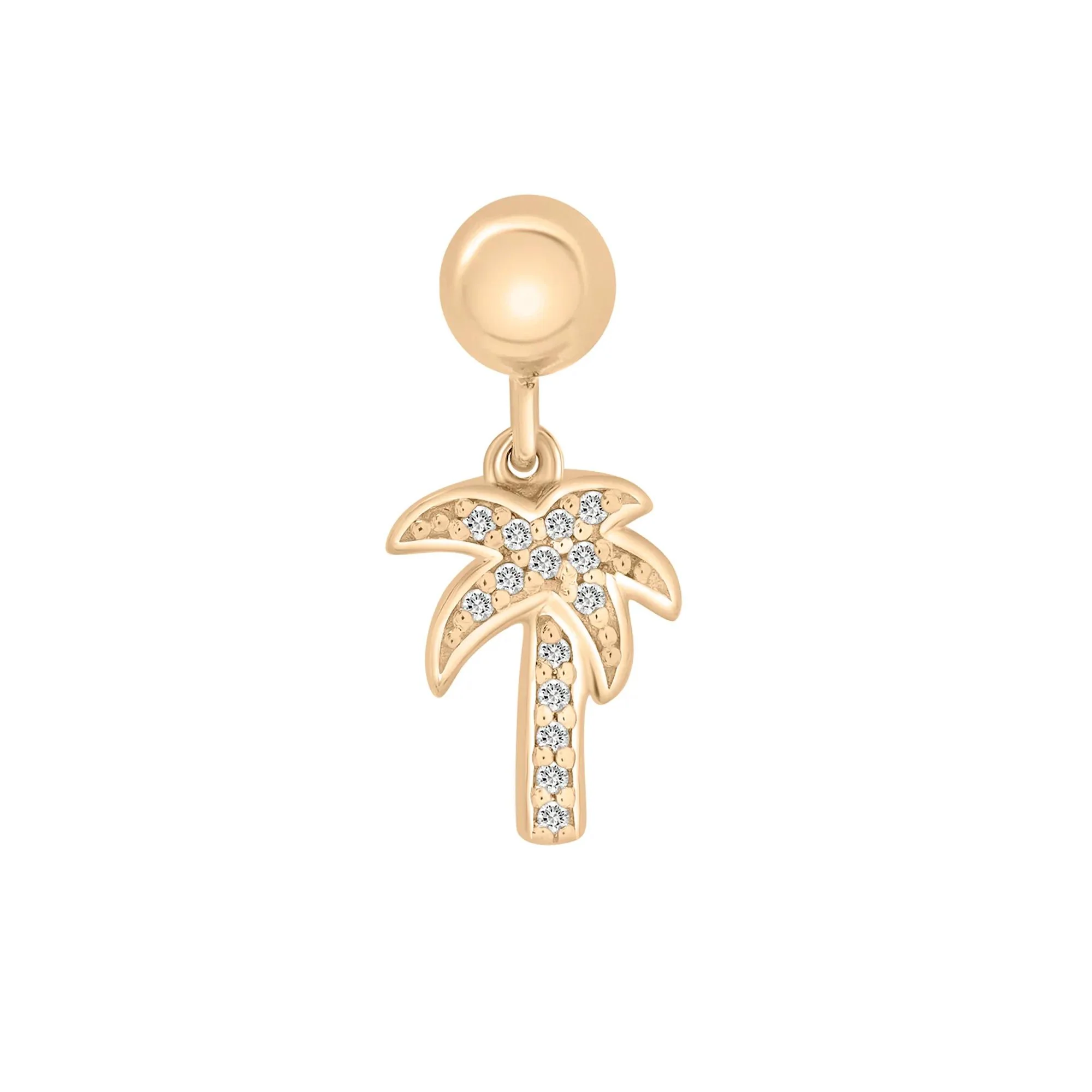 Diamond Accent Palm Tree Bead Charm Vermeil Yellow Size 13.50mm - Image 5