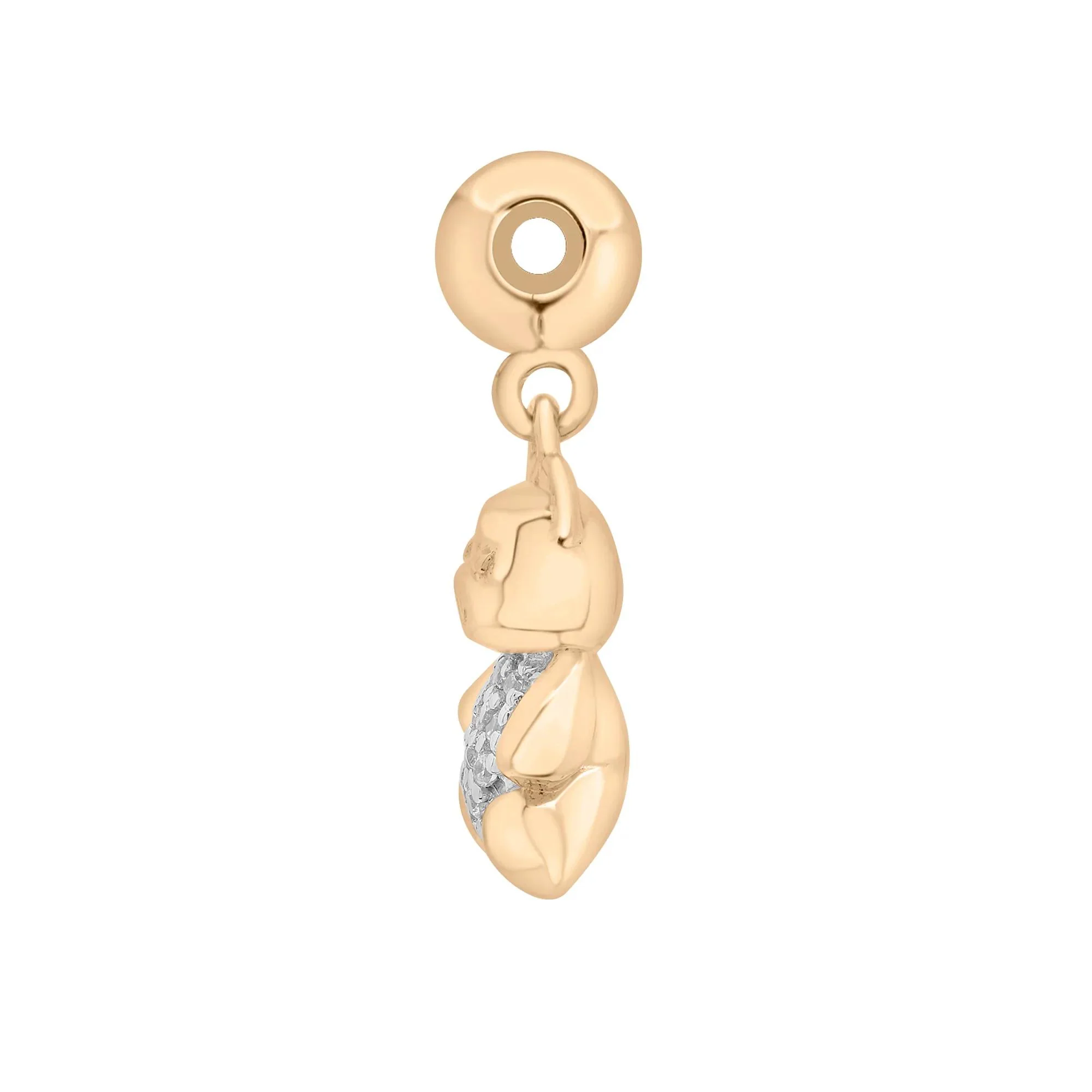 Diamond Accent Teddy Bear Bead Charm Vermeil Yellow Size 14.50mm - Image 6
