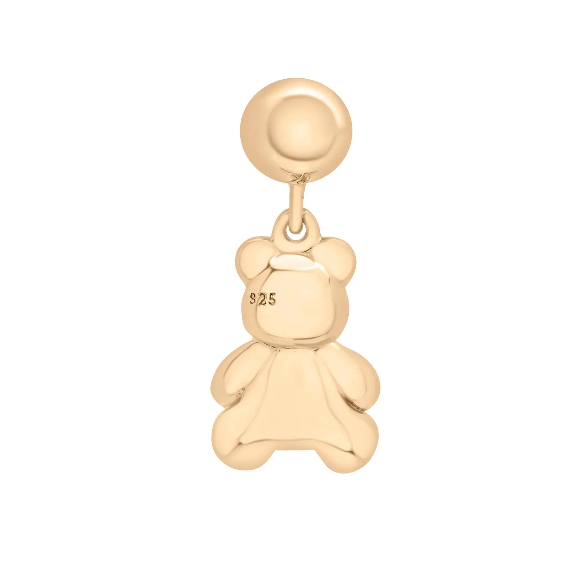 Diamond Accent Teddy Bear Bead Charm Vermeil Yellow Size 14.50mm - Image 7