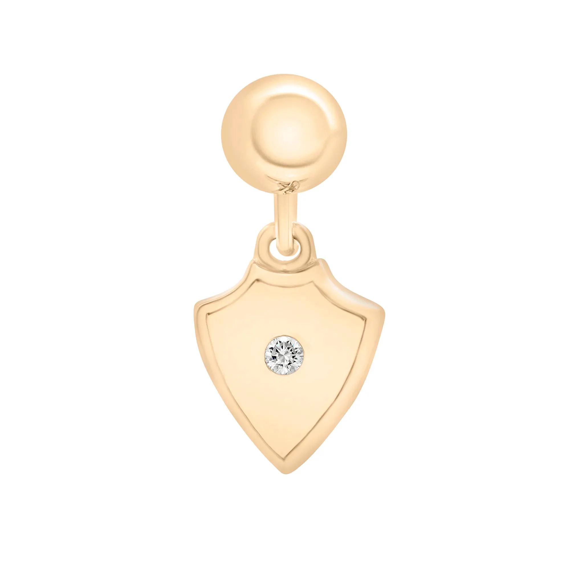 Diamond Accent Shield Bead Charm Vermeil Yellow Size 14.50mm - Image 5