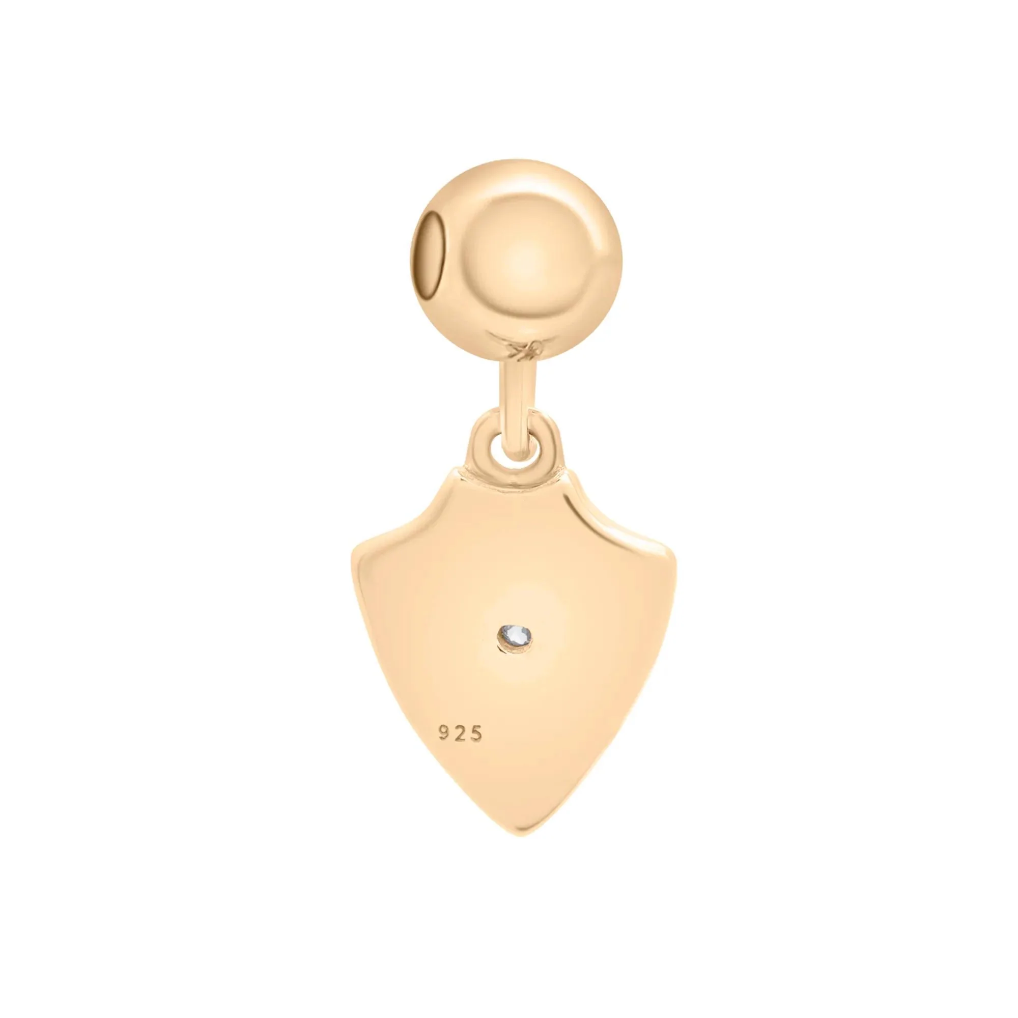 Diamond Accent Shield Bead Charm Vermeil Yellow Size 14.50mm - Image 7