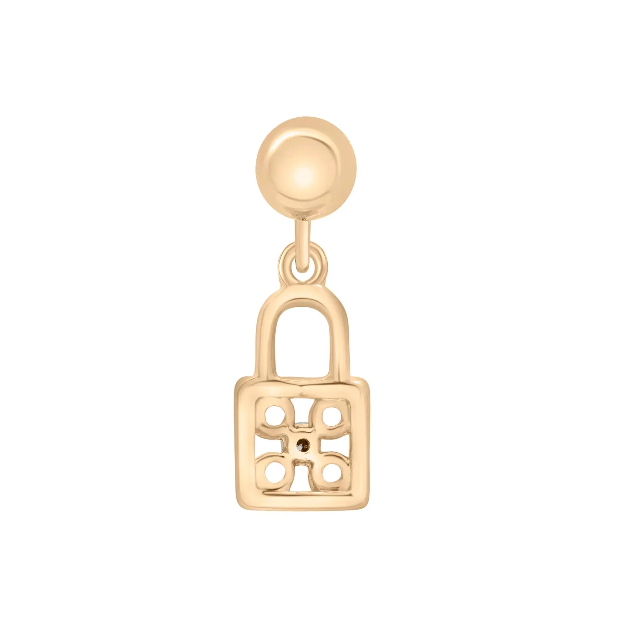 Diamond Accent Padlock Bead Charm Vermeil Yellow Size 15.50mm - Image 7