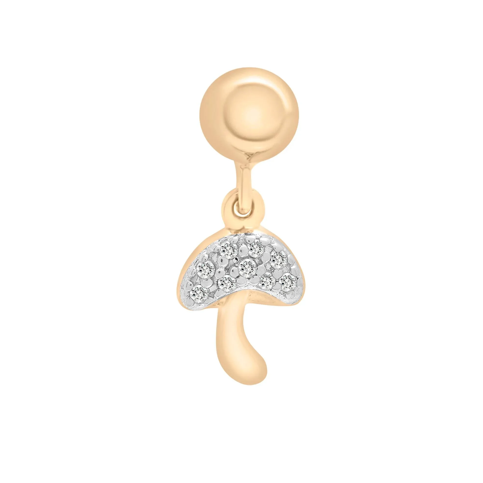Diamond Accent Mushroom Bead Charm Vermeil Yellow Size 14.00mm - Image 5