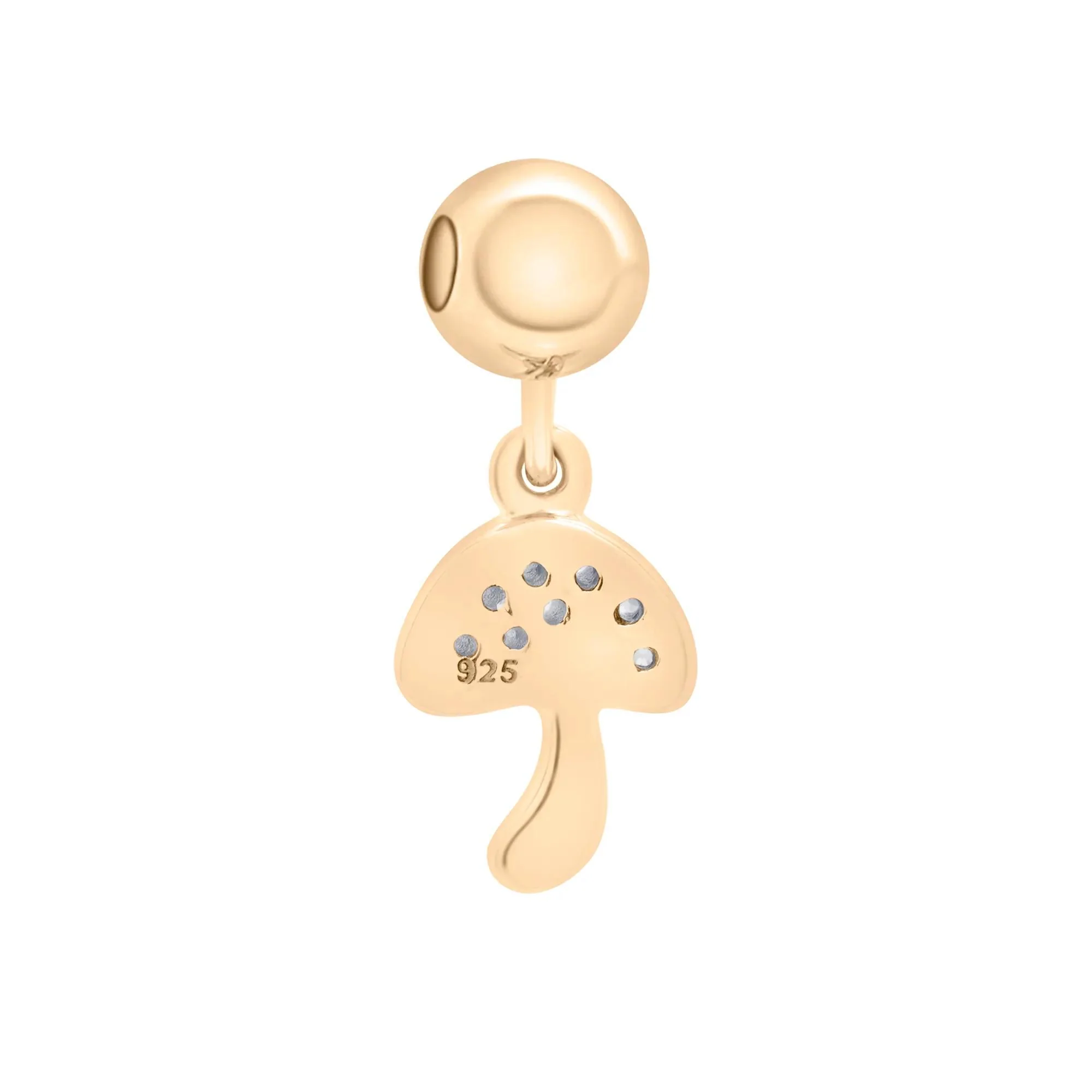 Diamond Accent Mushroom Bead Charm Vermeil Yellow Size 14.00mm - Image 7