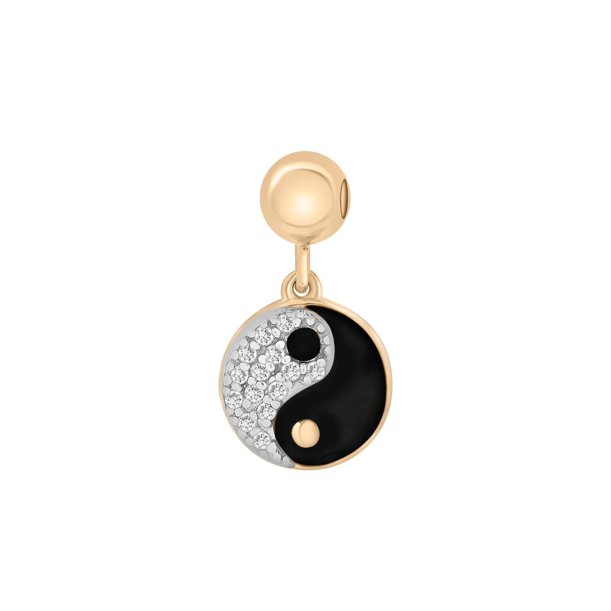 Diamond Accent Yin and Yang Bead Charm Vermeil Yellow Size 14.00mm - Image 5
