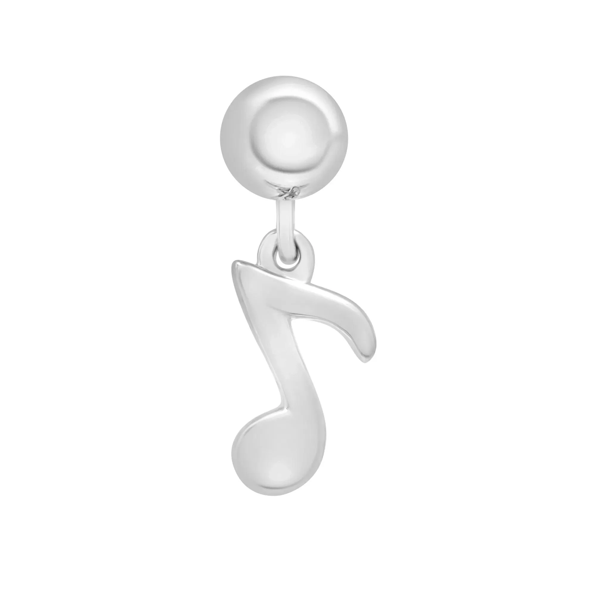 Music Note Bead Charm .925 Sterling Silver White Size 15.00mm - Image 5
