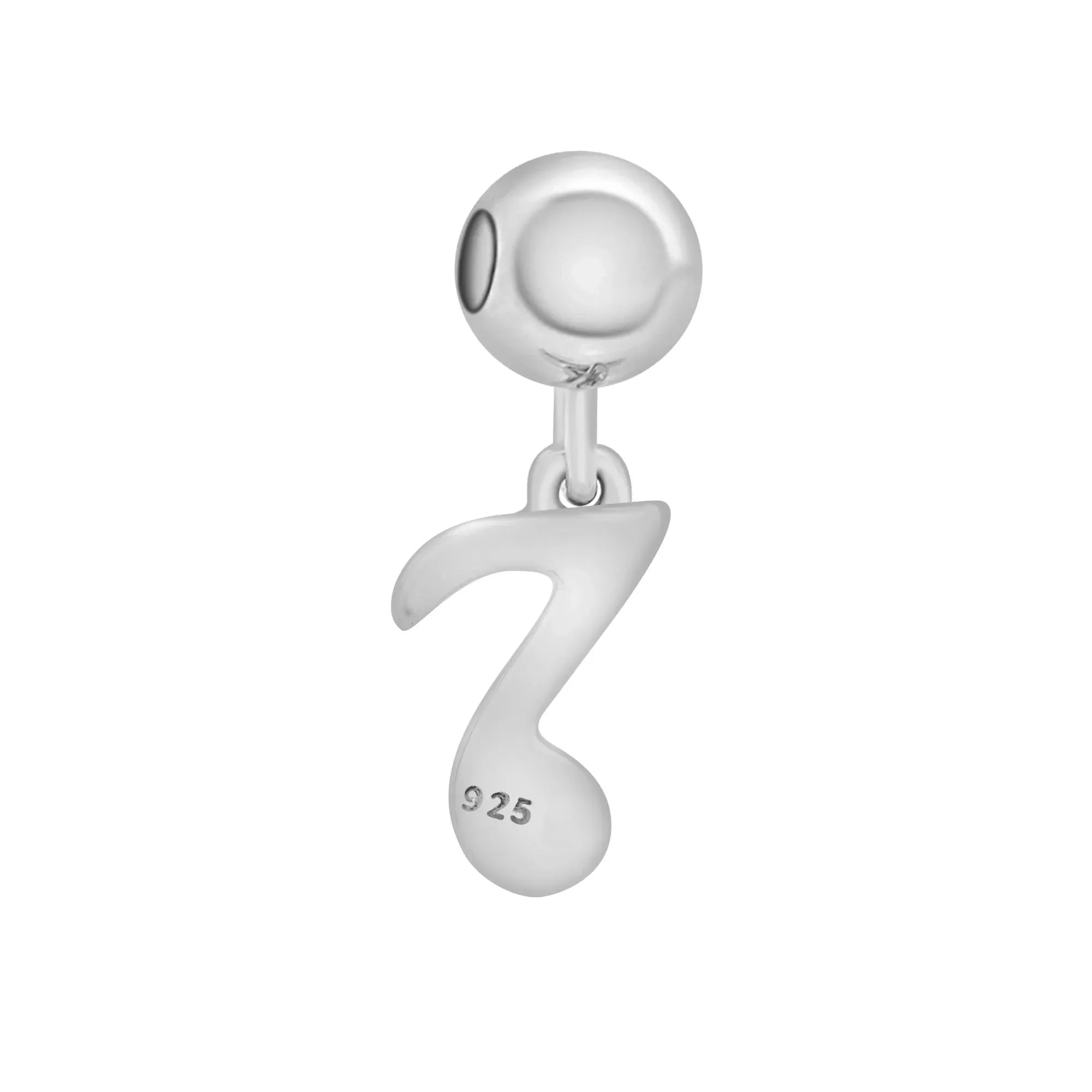 Music Note Bead Charm .925 Sterling Silver White Size 15.00mm - Image 7