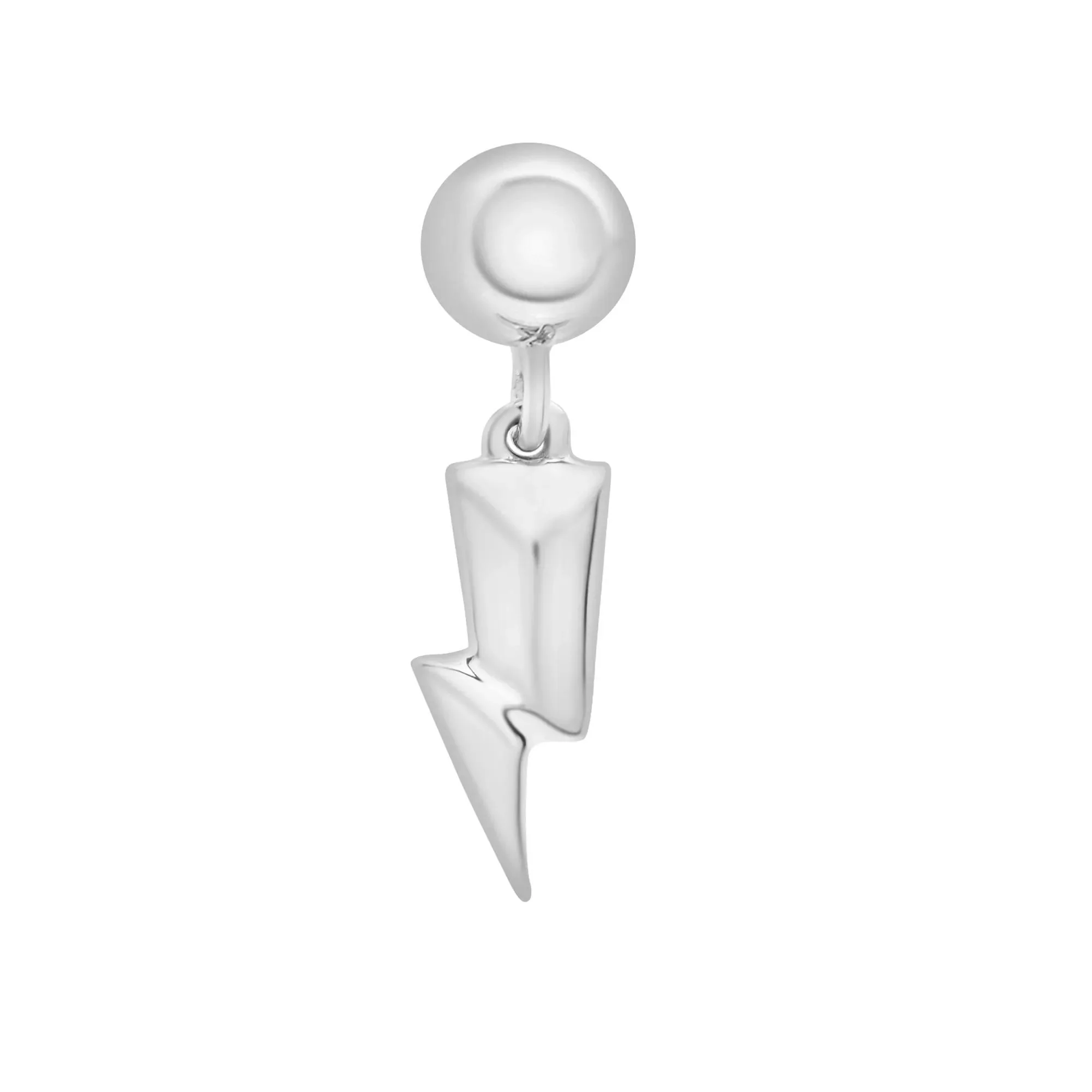 Lightning Bolt Bead Charm .925 Sterling Silver White Size 15.50mm - Image 5