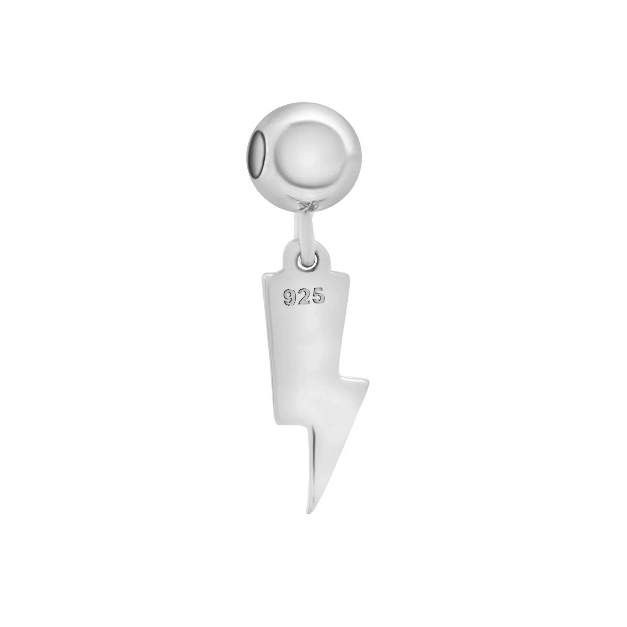 Lightning Bolt Bead Charm .925 Sterling Silver White Size 15.50mm - Image 7
