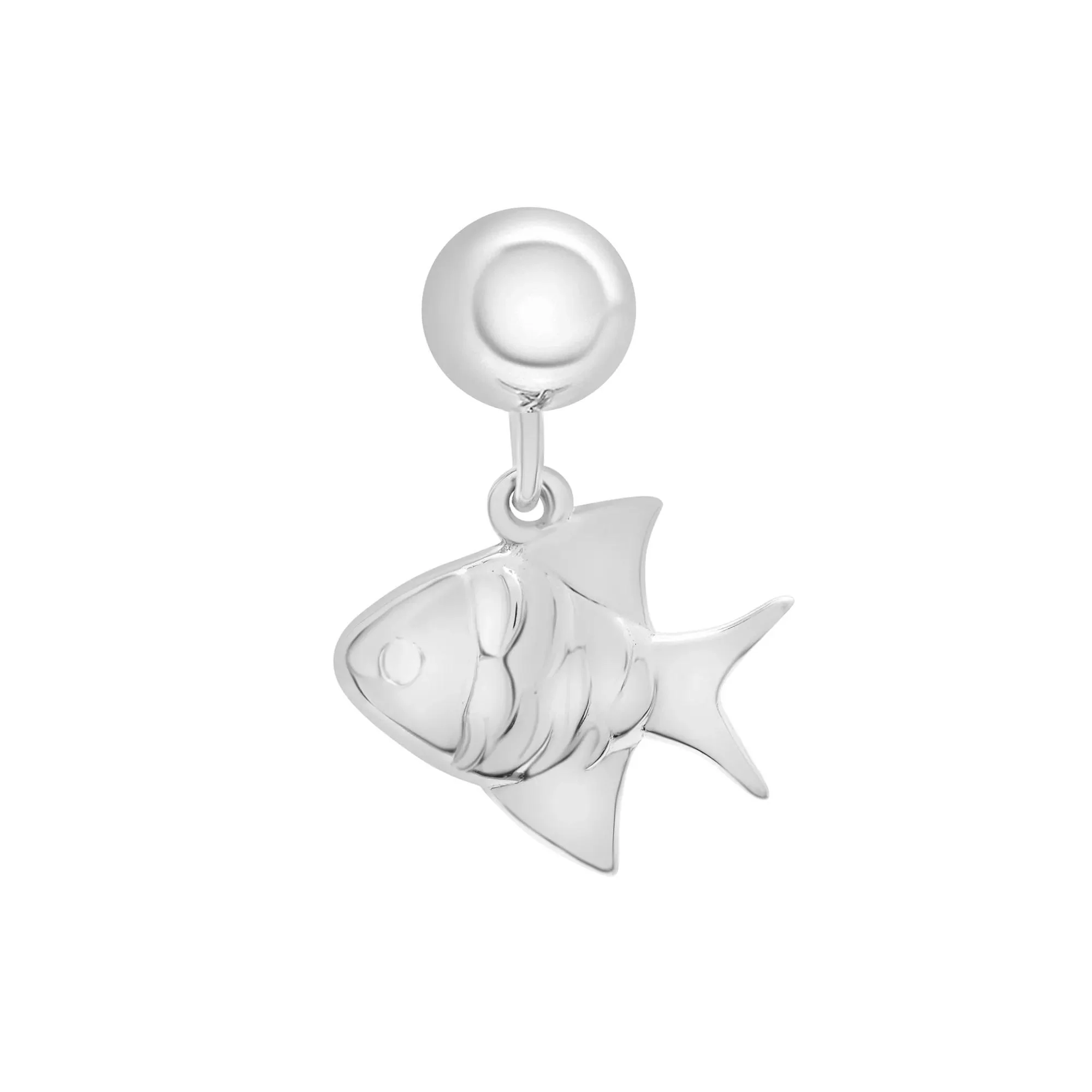 Fish Bead Charm .925 Sterling Silver White Size 14.00mm - Image 5