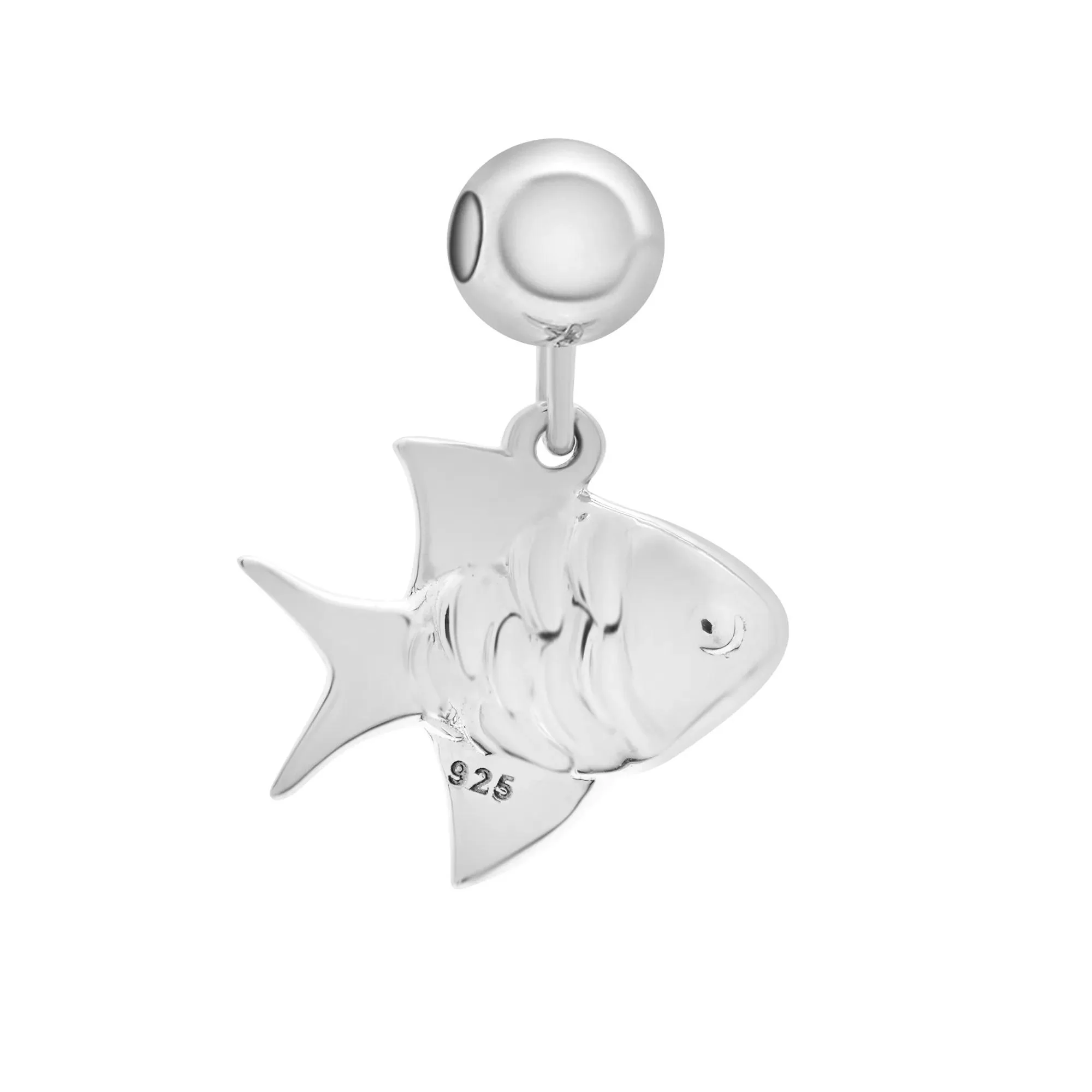 Fish Bead Charm .925 Sterling Silver White Size 14.00mm - Image 7