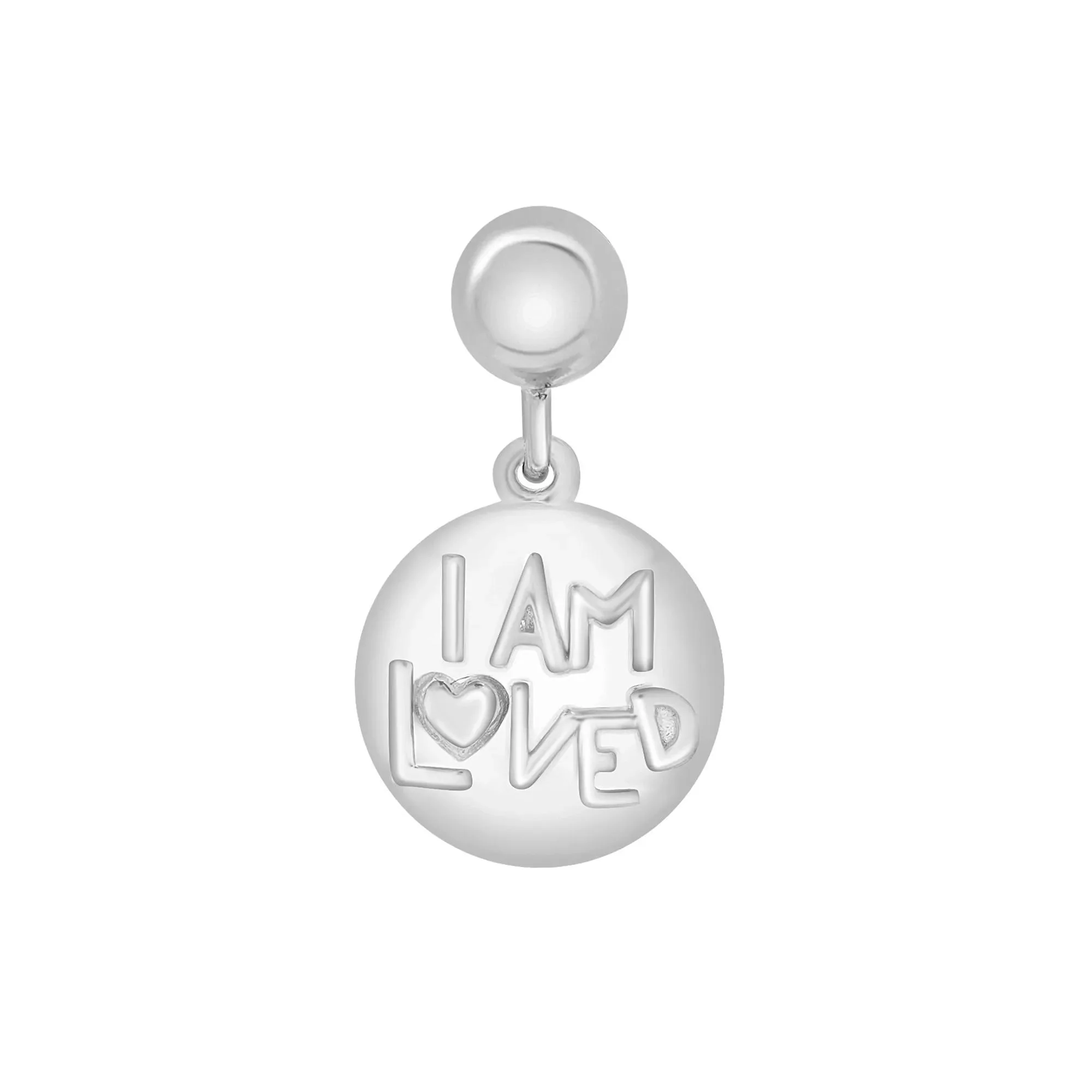 I Am Loved Disc Bead Charm .925 Sterling Silver White Size 14.00mm - Image 5