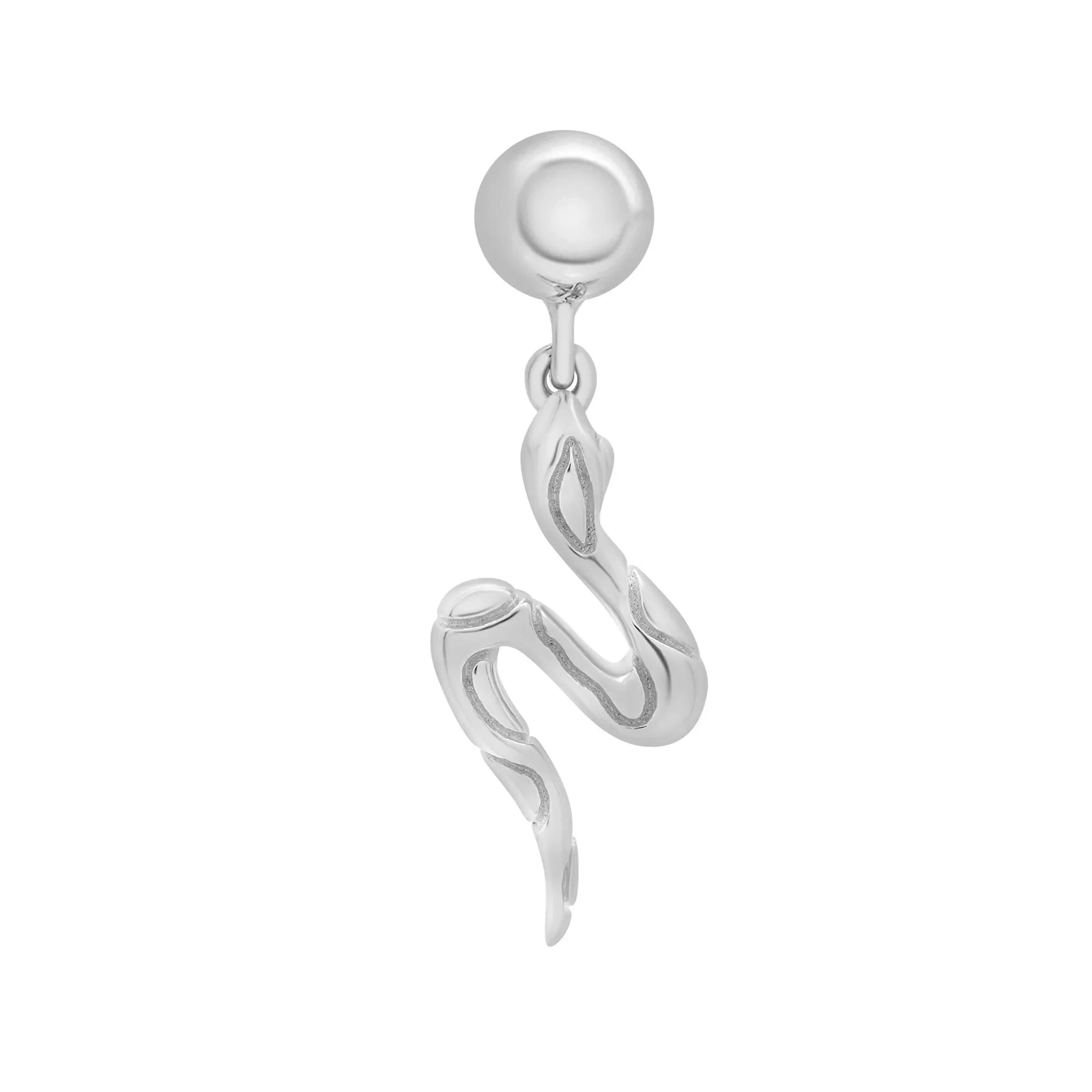 Snake Bead Charm .925 Sterling Silver White Size 19.00mm - Image 5