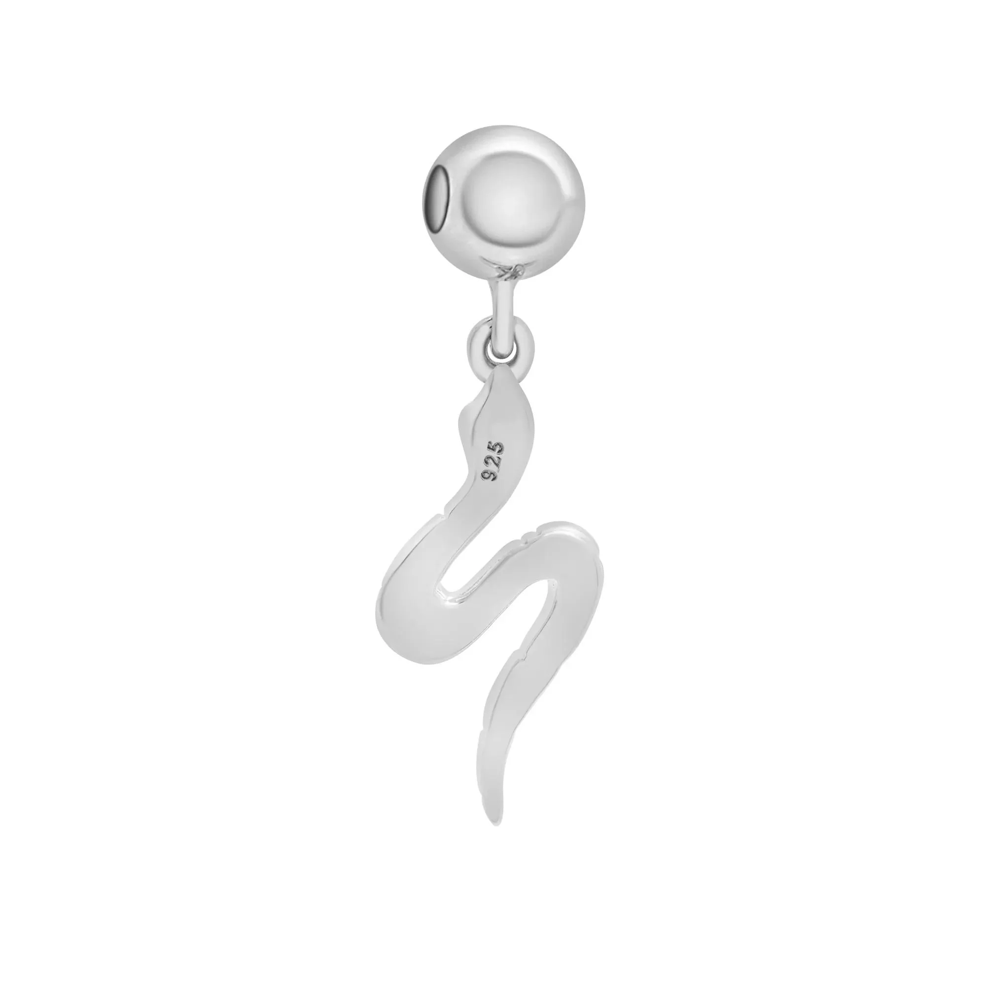 Snake Bead Charm .925 Sterling Silver White Size 19.00mm - Image 7
