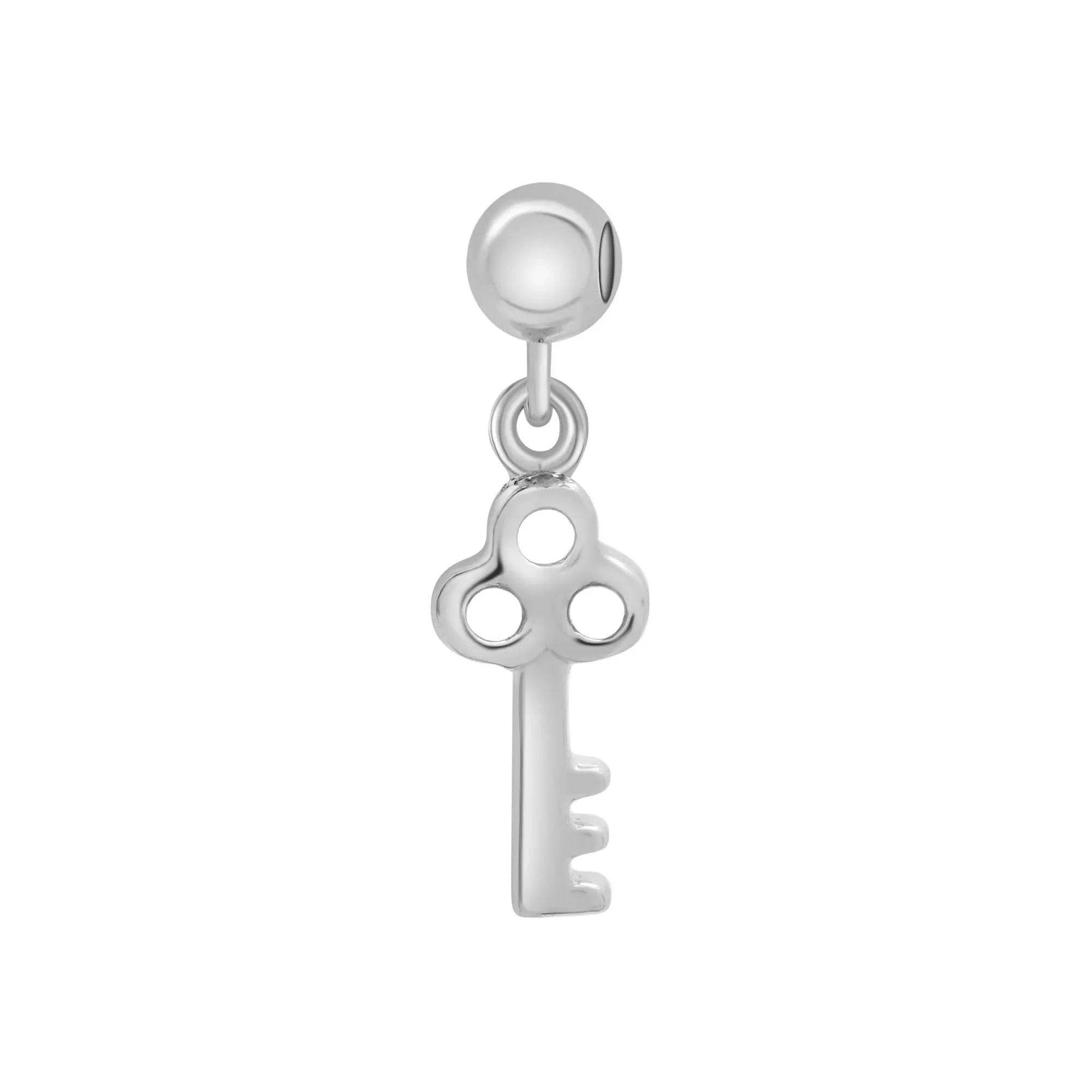 Antique Key Bead Charm .925 Sterling Silver White Size 15.50mm - Image 5