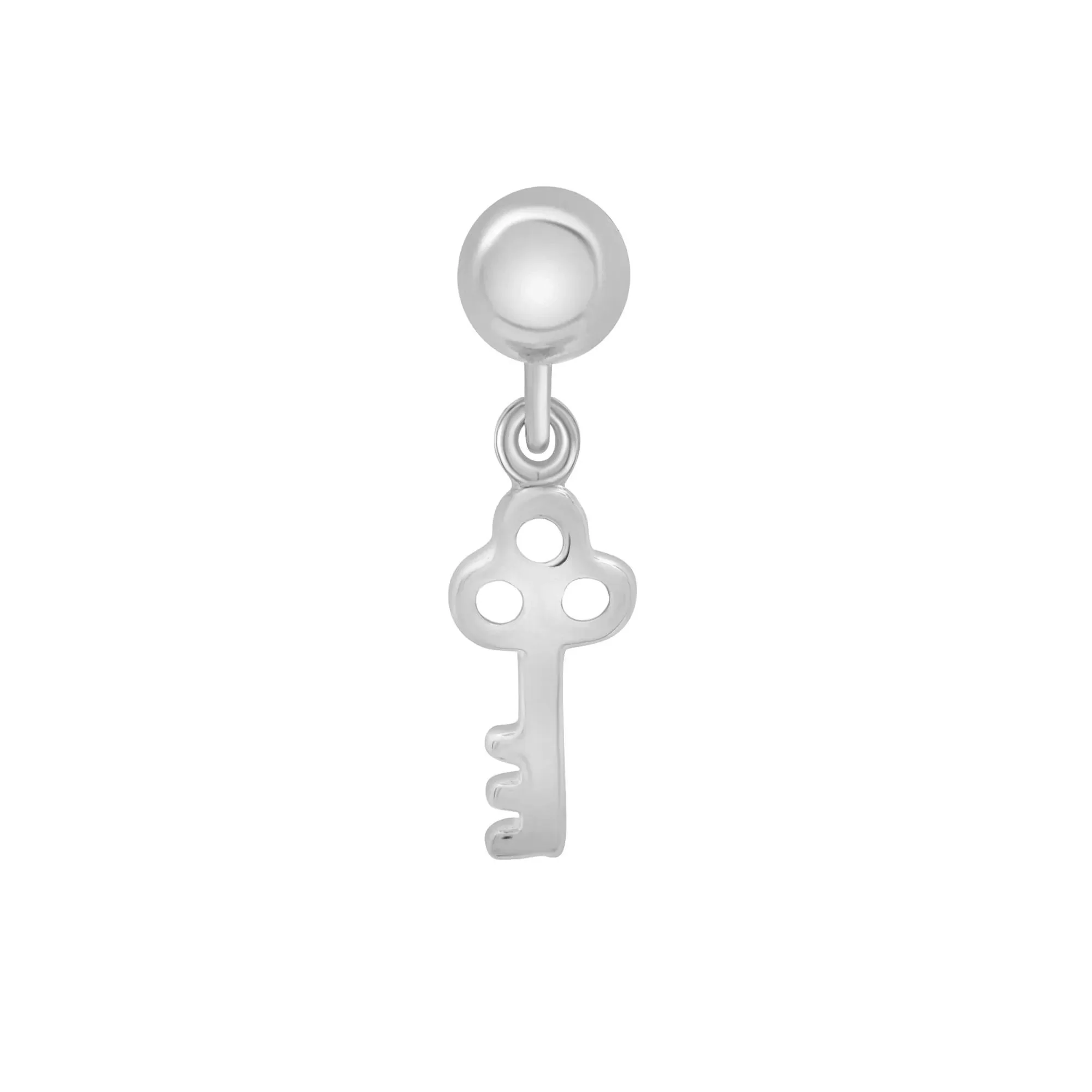 Antique Key Bead Charm .925 Sterling Silver White Size 15.50mm - Image 7