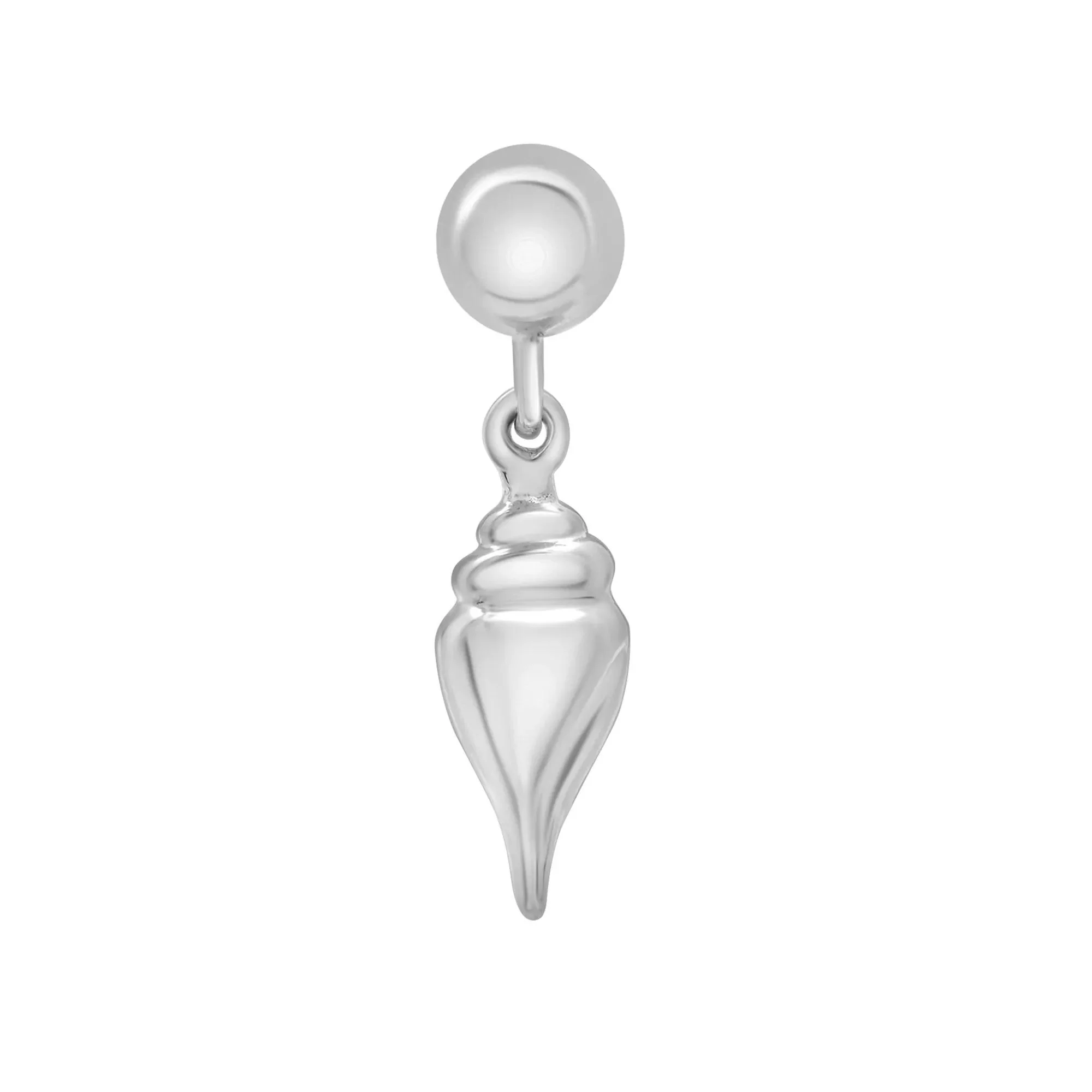 Conch Shell Bead Charm .925 Sterling Silver White Size 15.00mm - Image 5