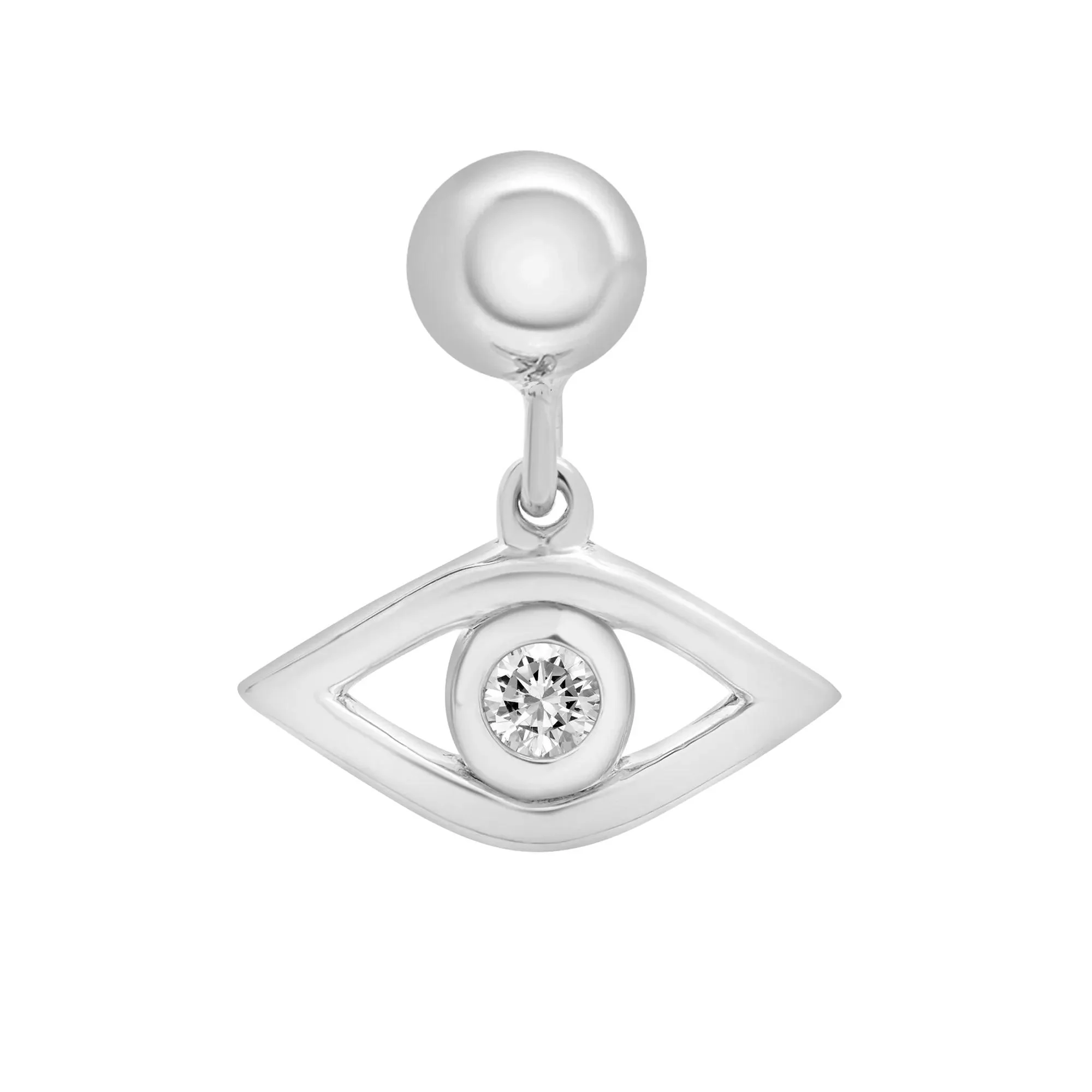 Lab-Created White Sapphire Evil Eye Bead Charm .925 Sterling Silver Size 11.50mm - Image 5