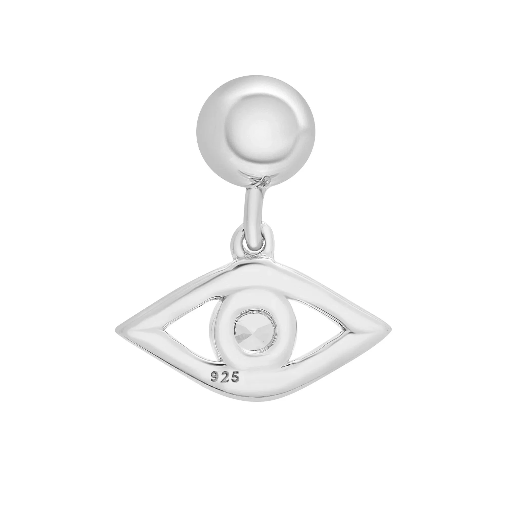 Lab-Created White Sapphire Evil Eye Bead Charm .925 Sterling Silver Size 11.50mm - Image 7