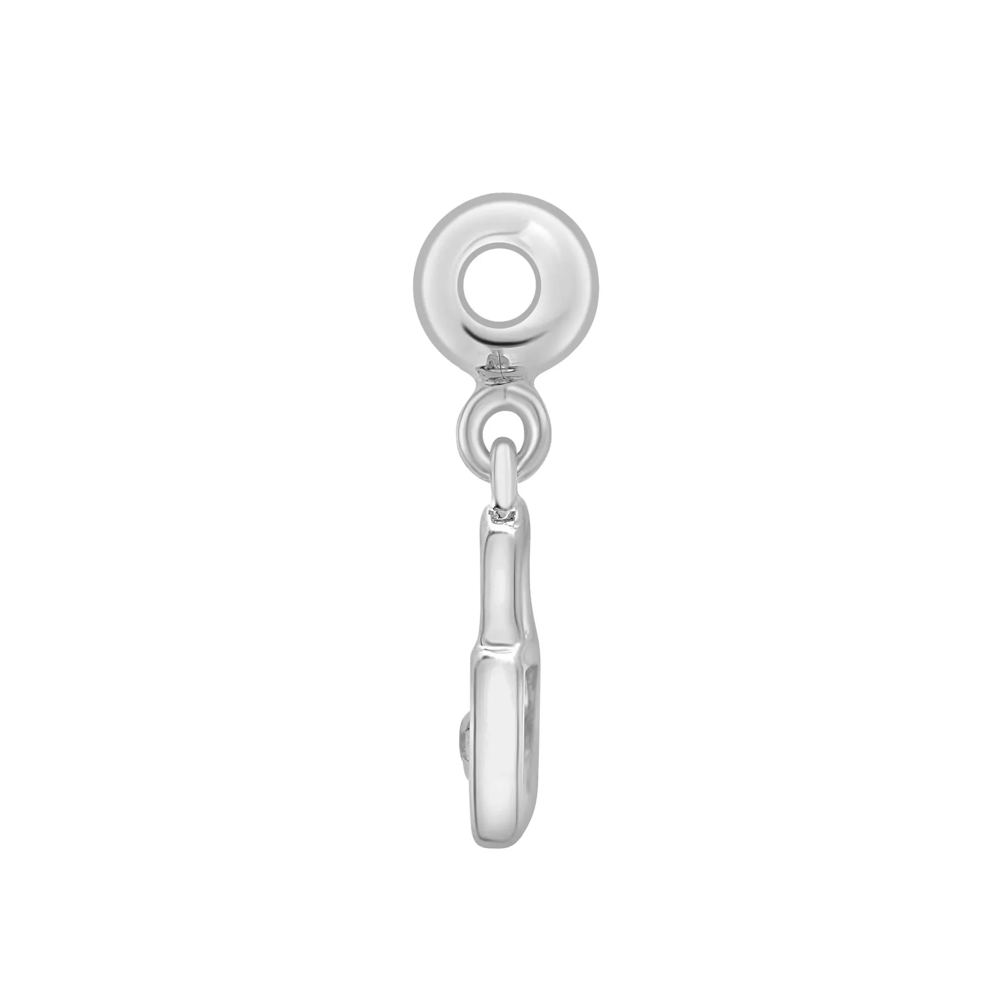 Diamond Accent Padlock Bead Charm .925 Sterling Silver White Size 15.50mm - Image 6
