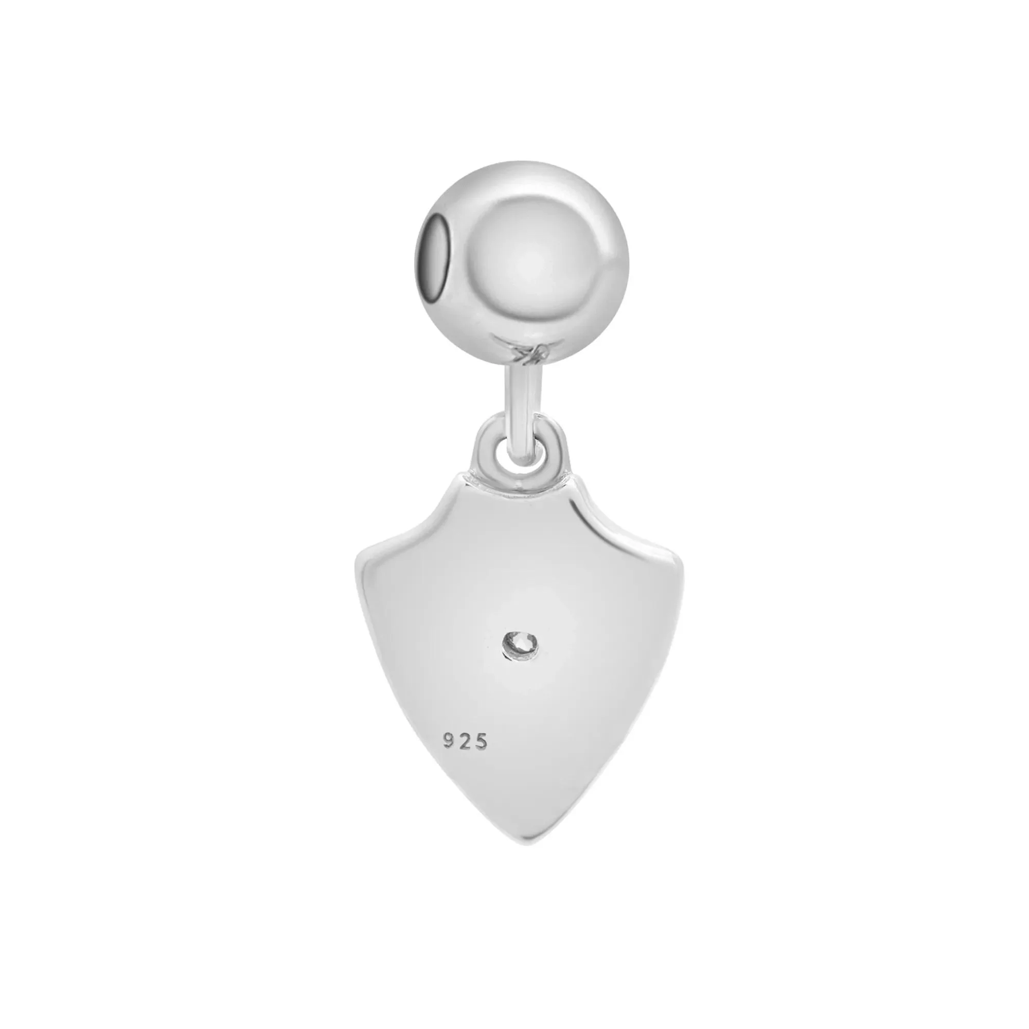 Diamond Accent Shield Bead Charm .925 Sterling Silver White Size 14.50mm - Image 7