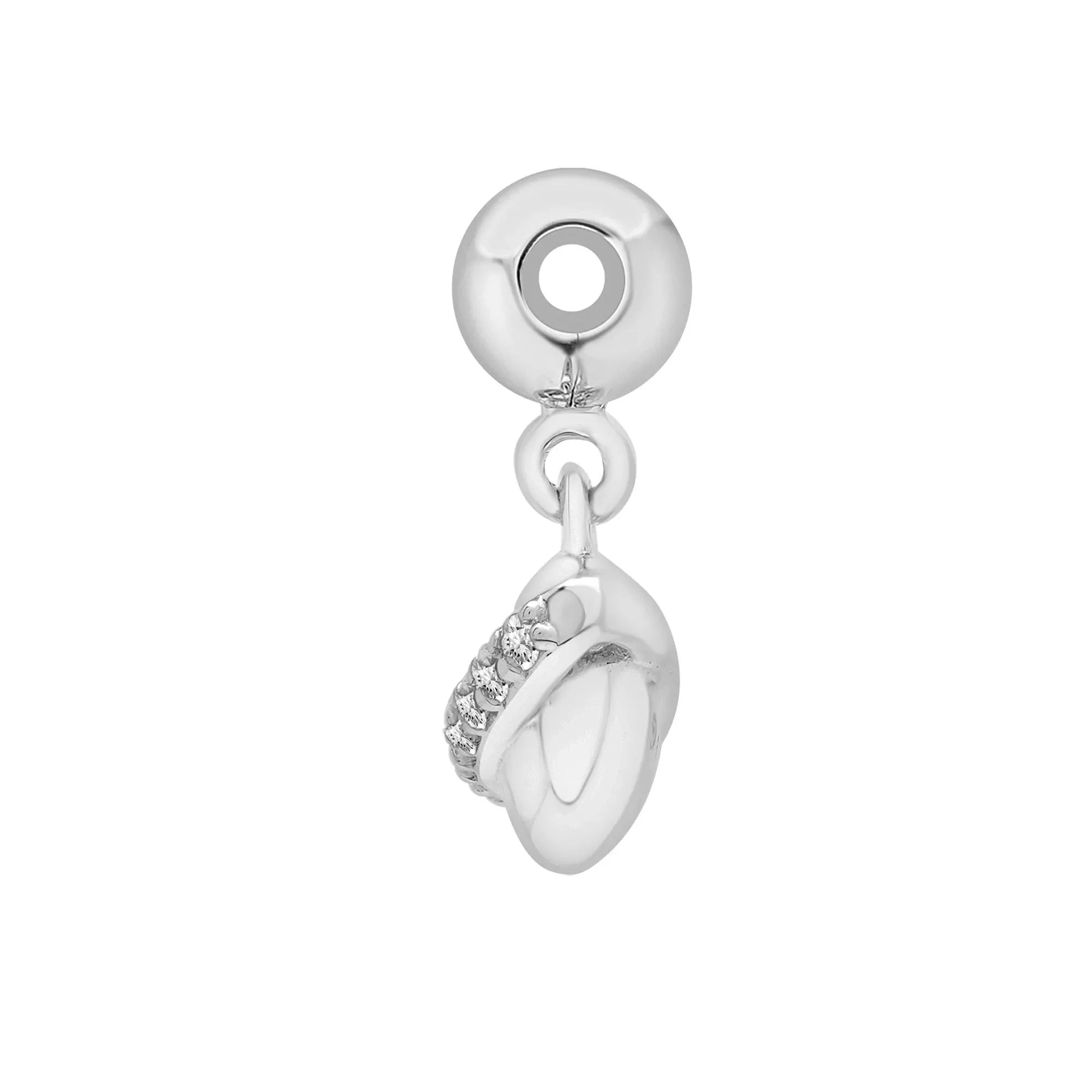 Diamond Accent Saturn Bead Charm .925 Sterling Silver White Size 12.00mm - Image 6