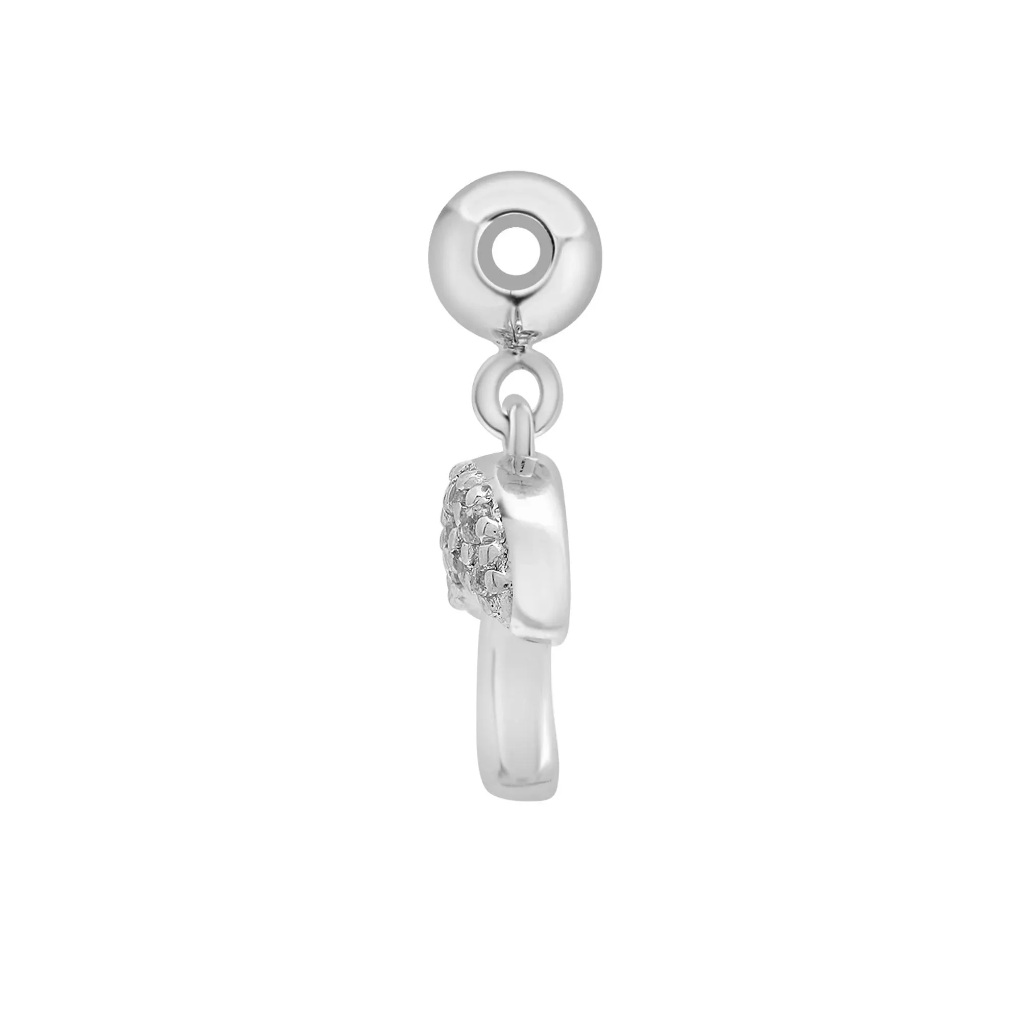 Diamond Accent Mushroom Bead Charm .925 Sterling Silver White Size 14.50mm - Image 6