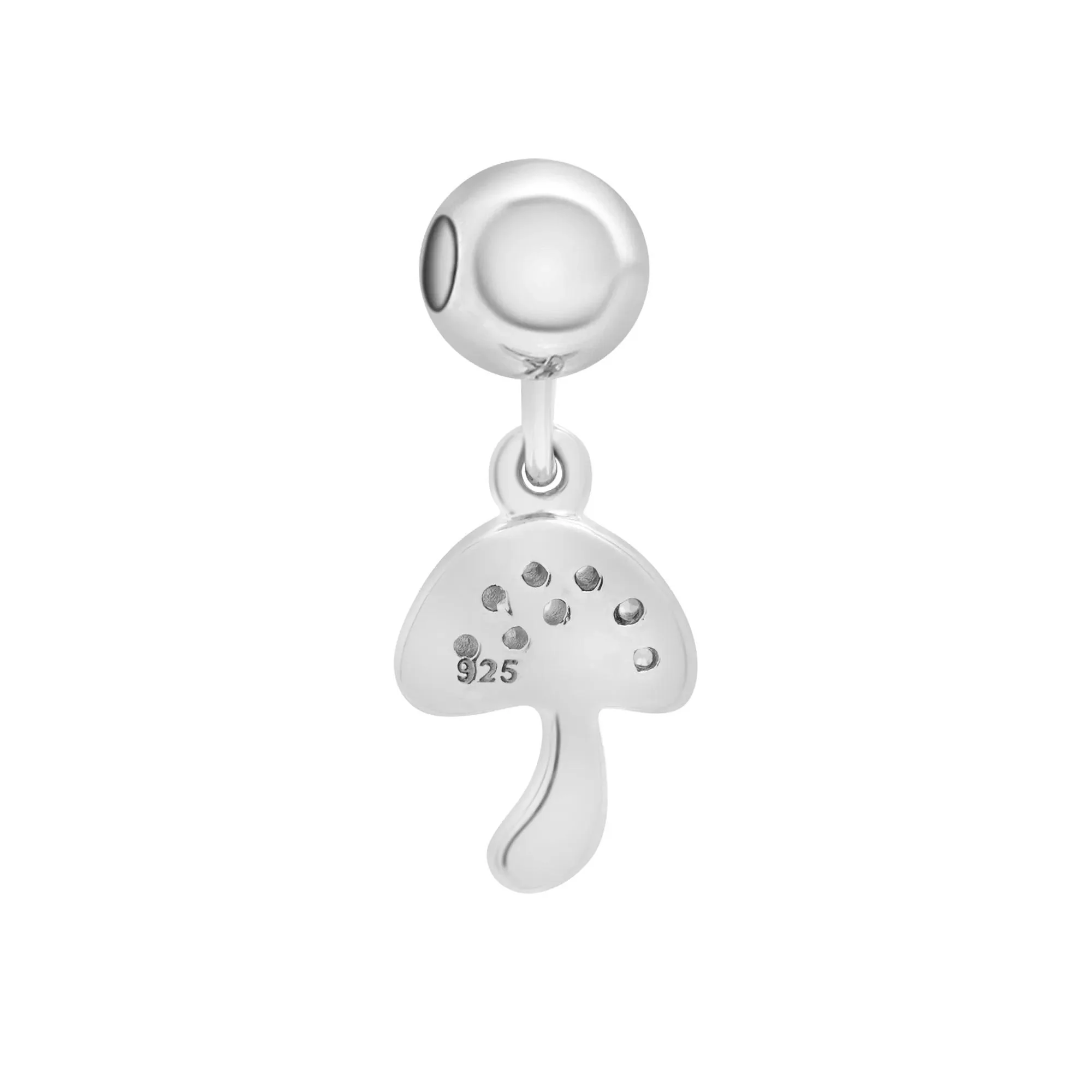 Diamond Accent Mushroom Bead Charm .925 Sterling Silver White Size 14.50mm - Image 7