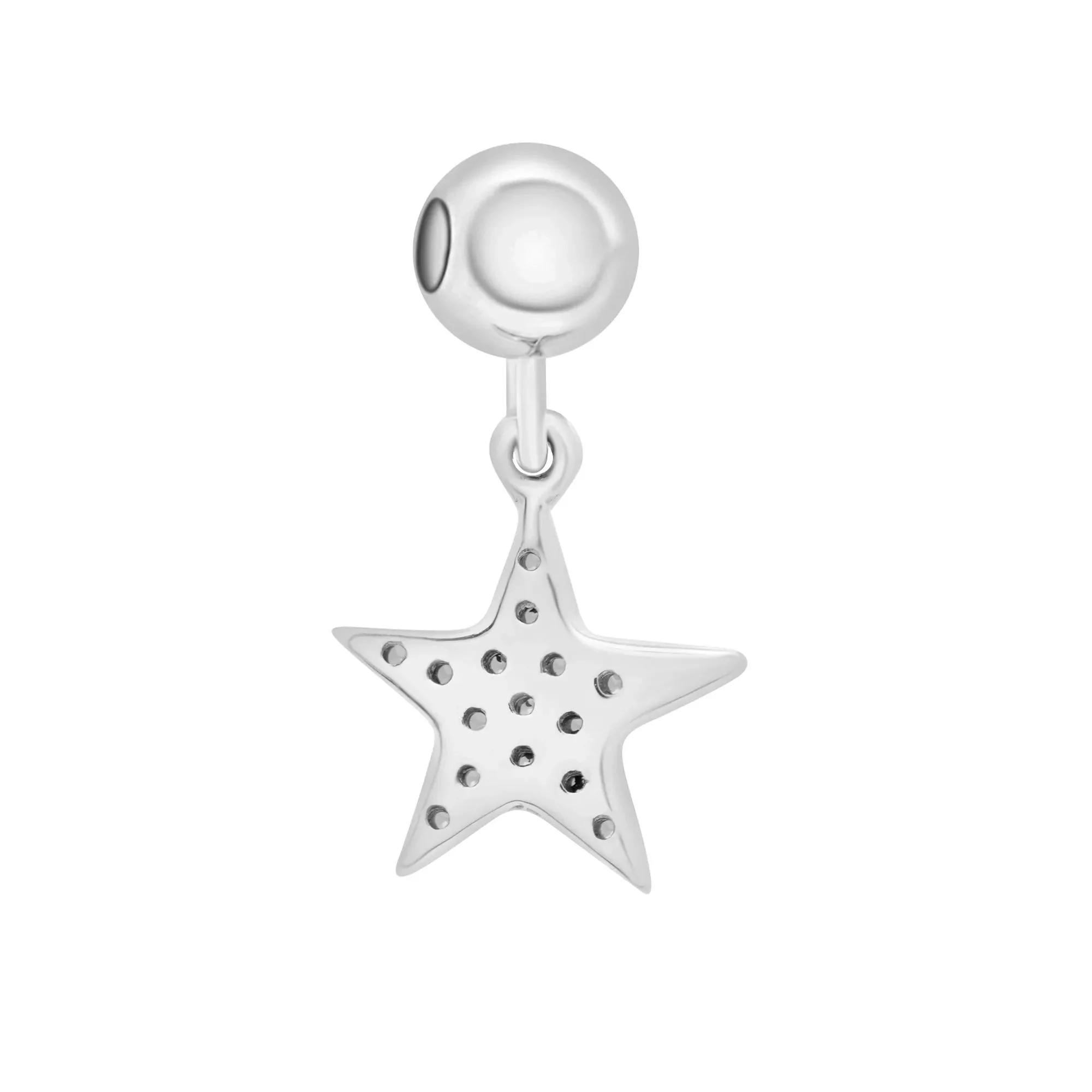 Diamond Accent Star Bead Charm .925 Sterling Silver White Size 13.00mm - Image 7