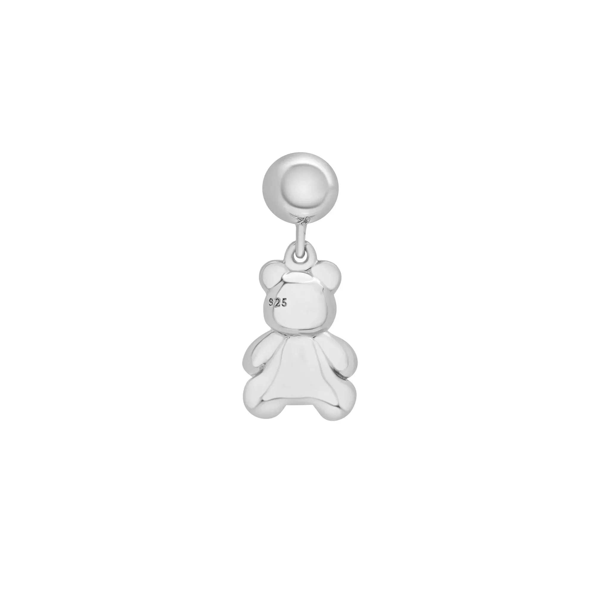 Diamond Accent Teddy Bear Bead Charm .925 Sterling Silver White Size 14.50mm - Image 7